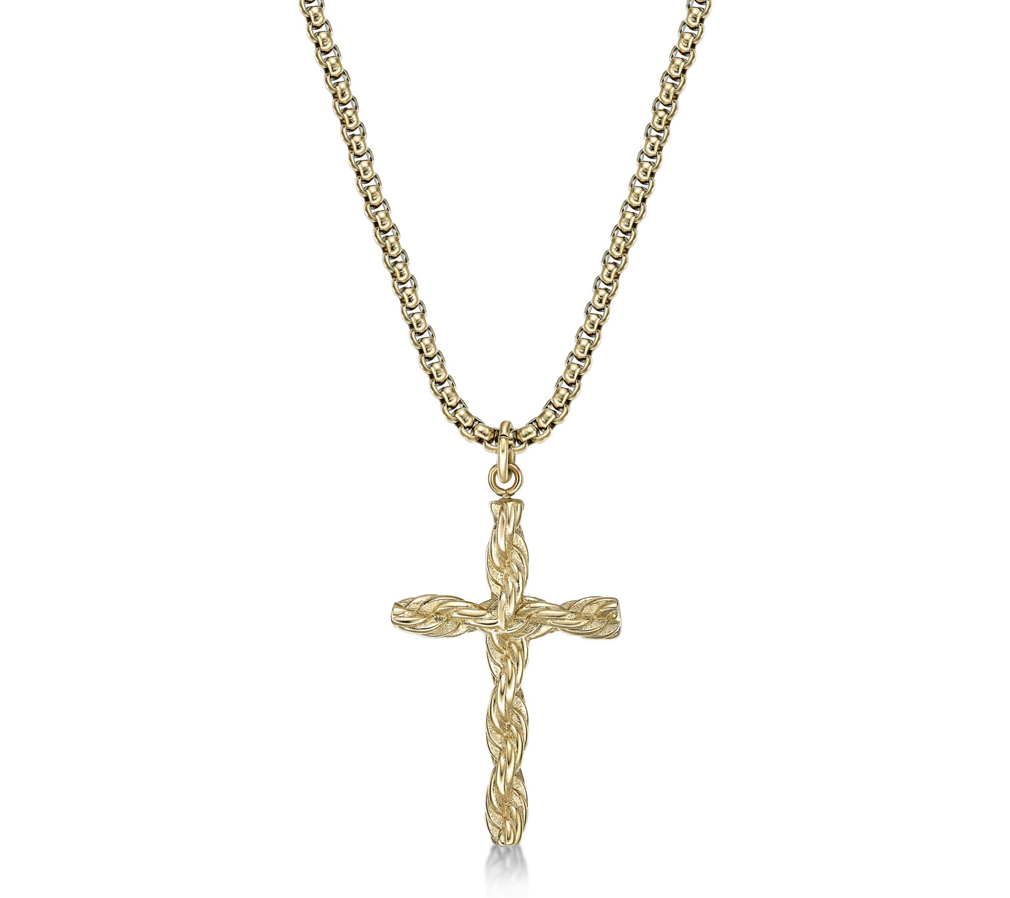 LYNX Men's Goldtone Stainless Steel Cross Pendant w/ Chain