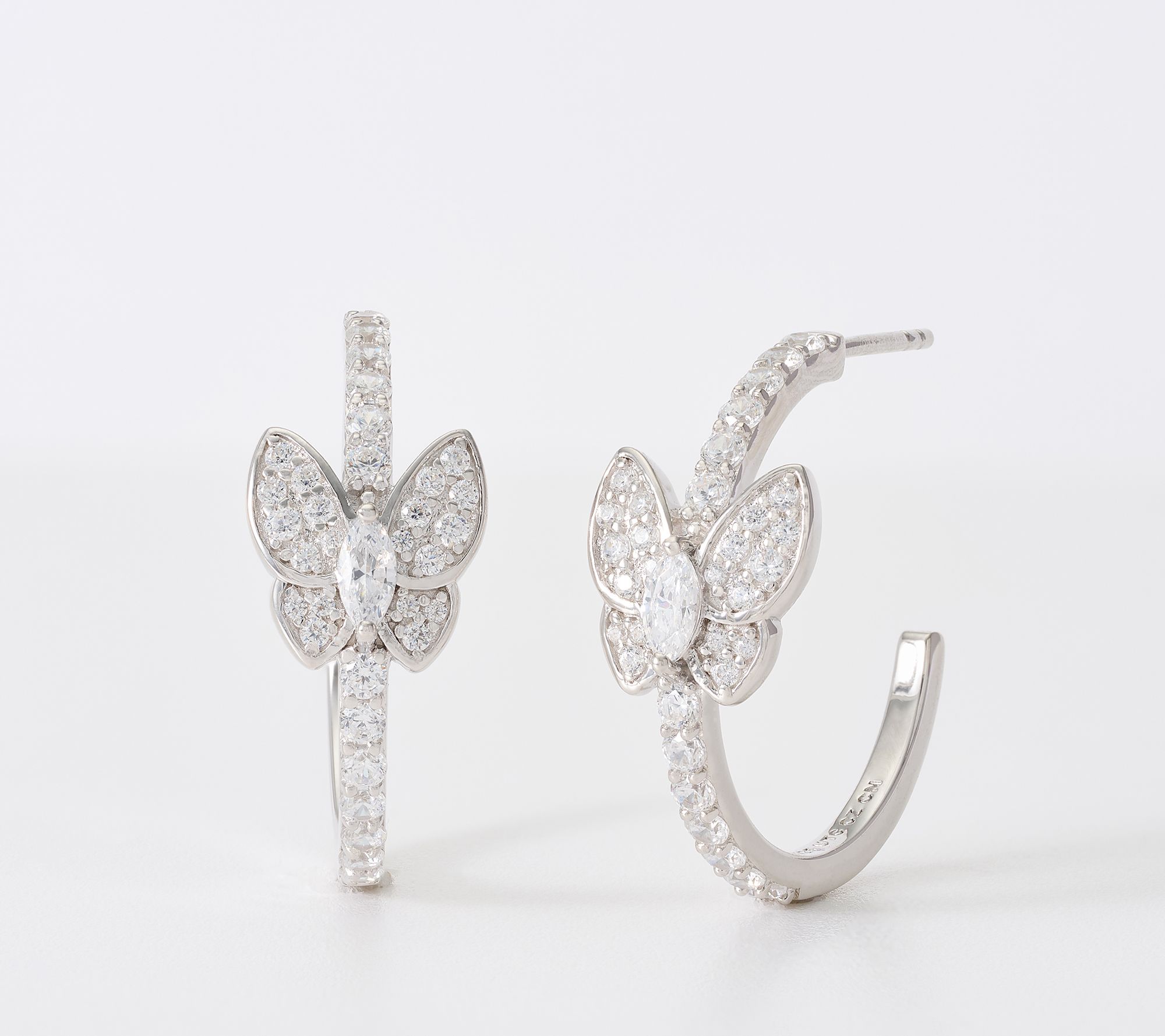 Diamonique x Kathy Levine Mariposa Hoop Earrings, Sterling Silver