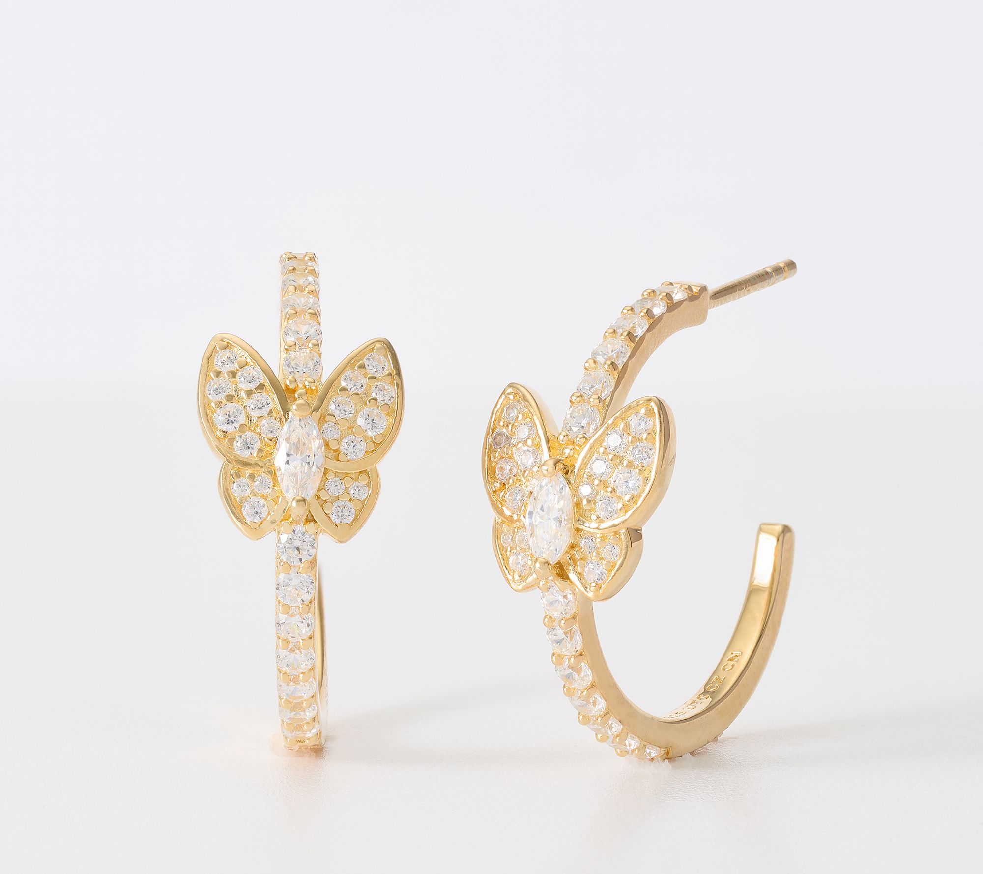 Diamonique x Kathy Levine Mariposa Hoop Earrings, Sterling Silver