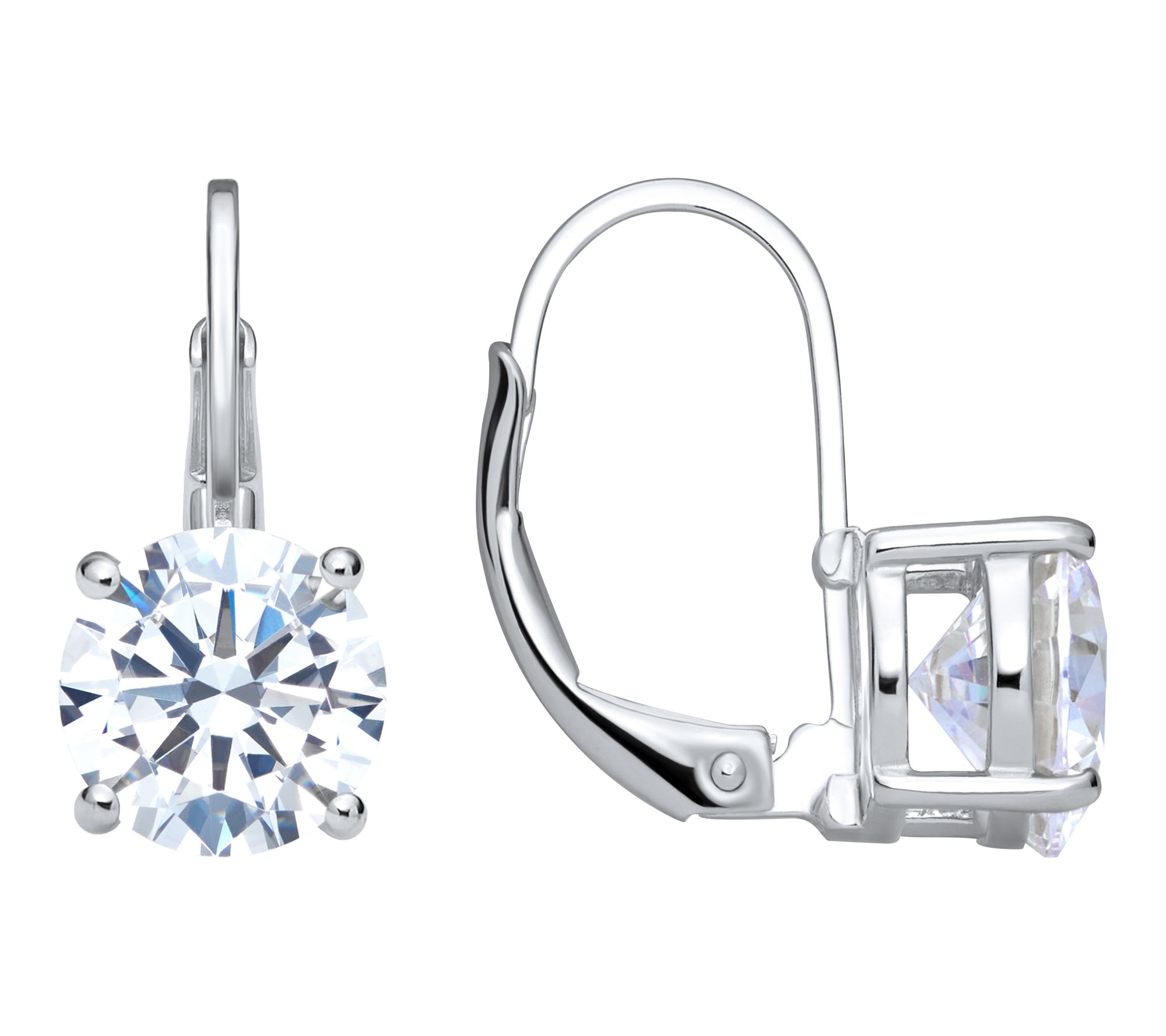 Diamonique 5.15 cttw Leverback Earrings, Sterling Silver - QVC.com