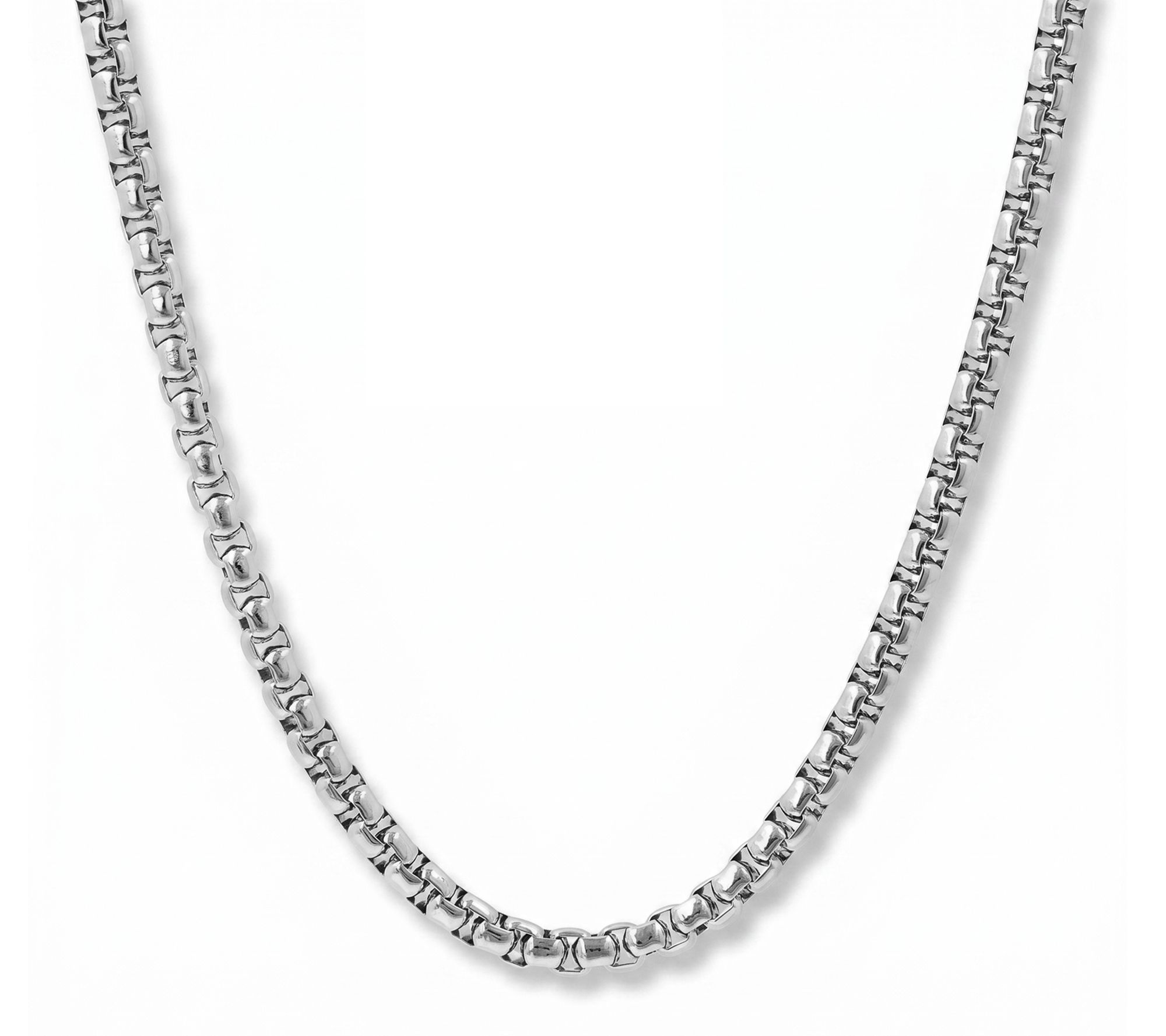 Steel by Design Round Polished 22" Box Chain Necklace