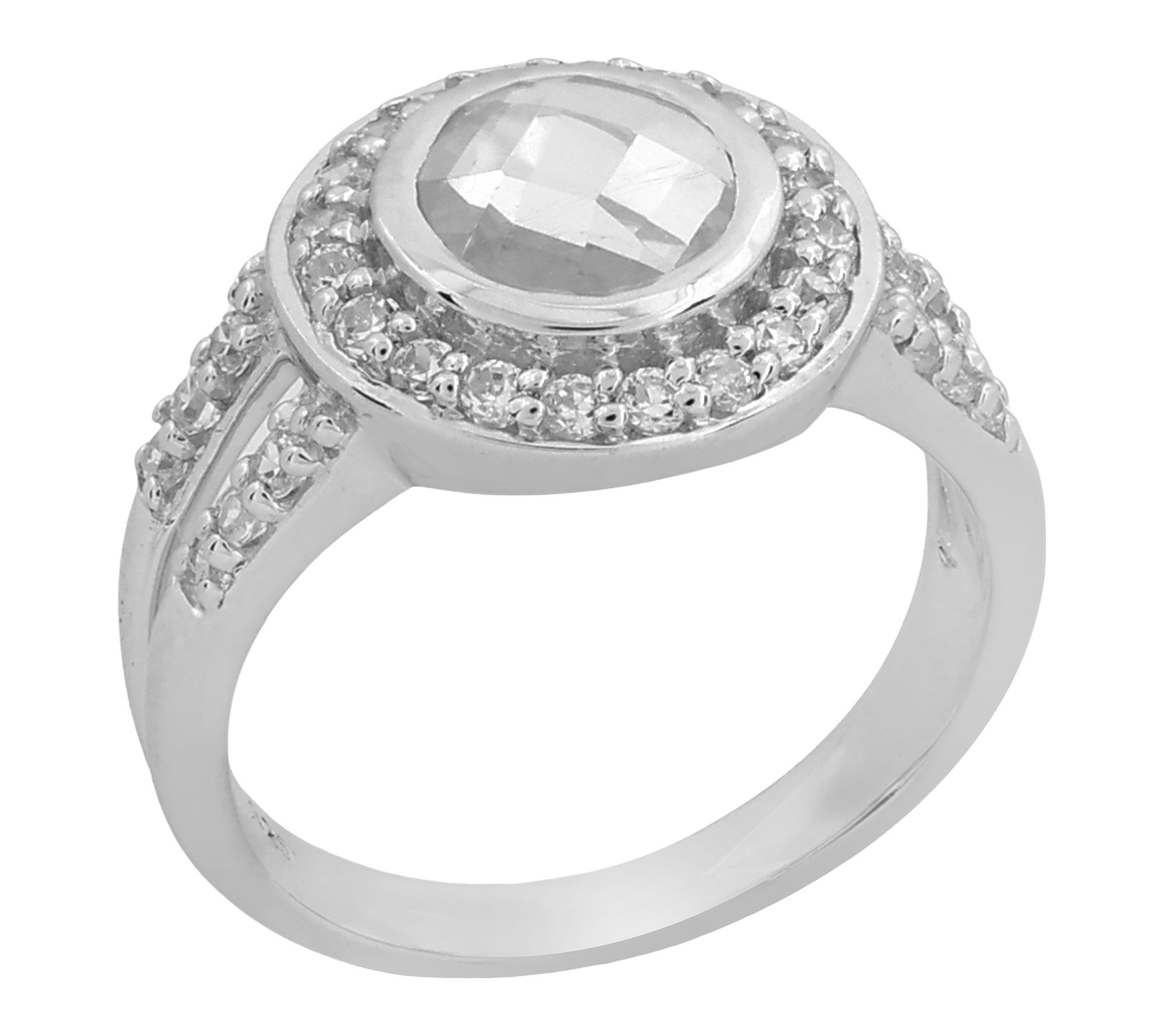 Diamonique 2.70 cttw Halo Ring Cubic Zirconia,Sterling Silver
