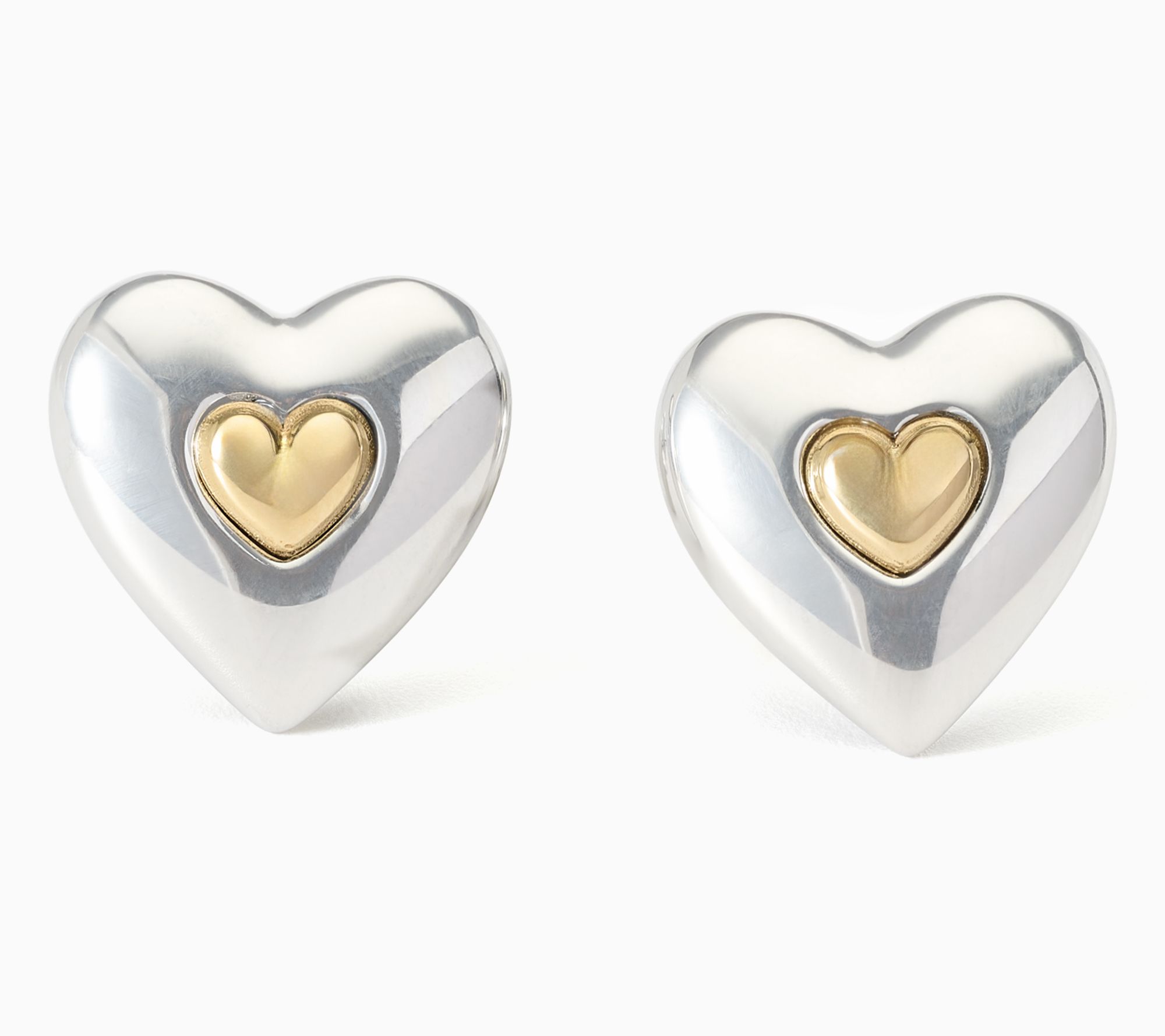 TJ by T Jazelle Two-Tone Heart Stud Earrings
