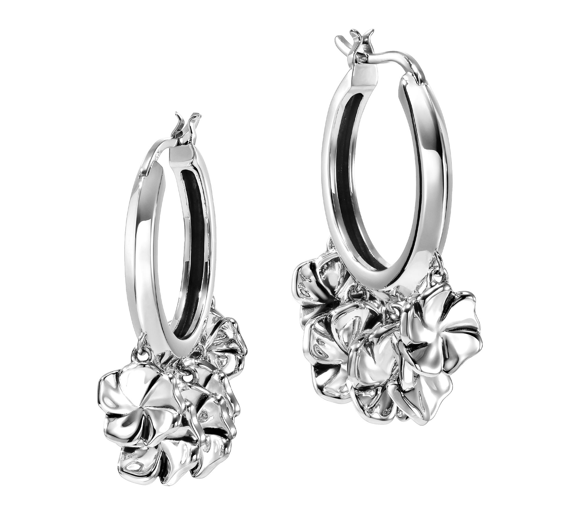 Third Person Sterling Silver Garden Party Dangle Hoop Earrings