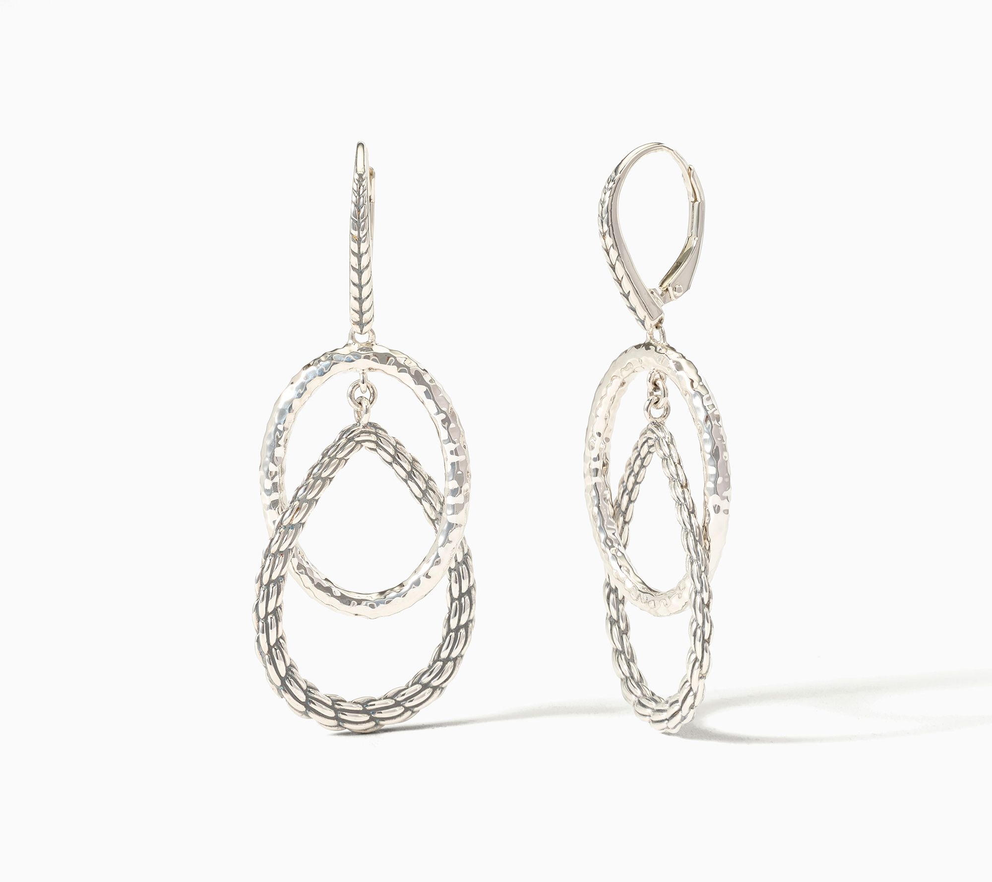 JAI Ireland Sterling Silver Textured Front Facing Hoop Earrings