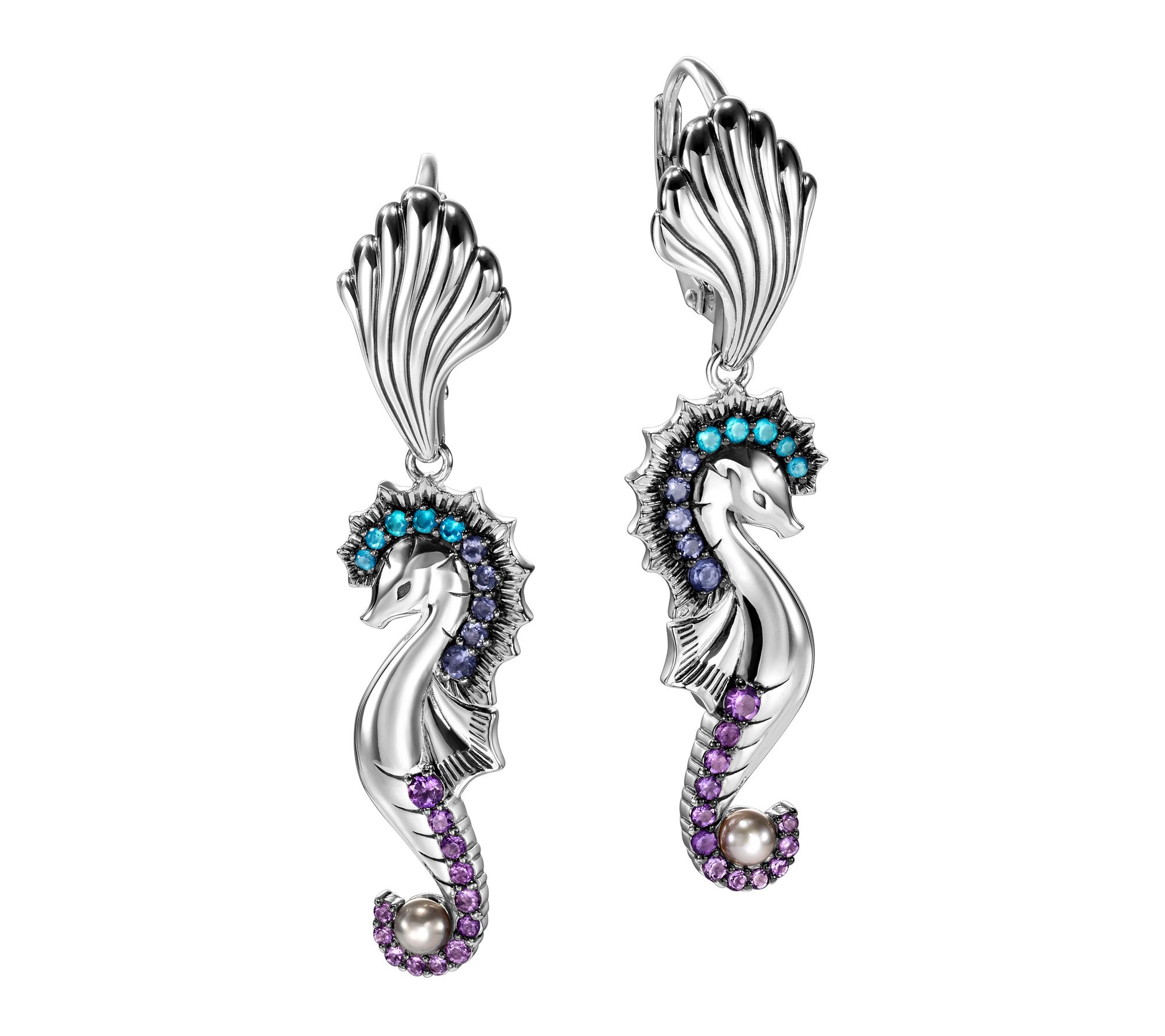 Third Person Sterling Silver Sea & Soul Seahorse Ombre Earrings