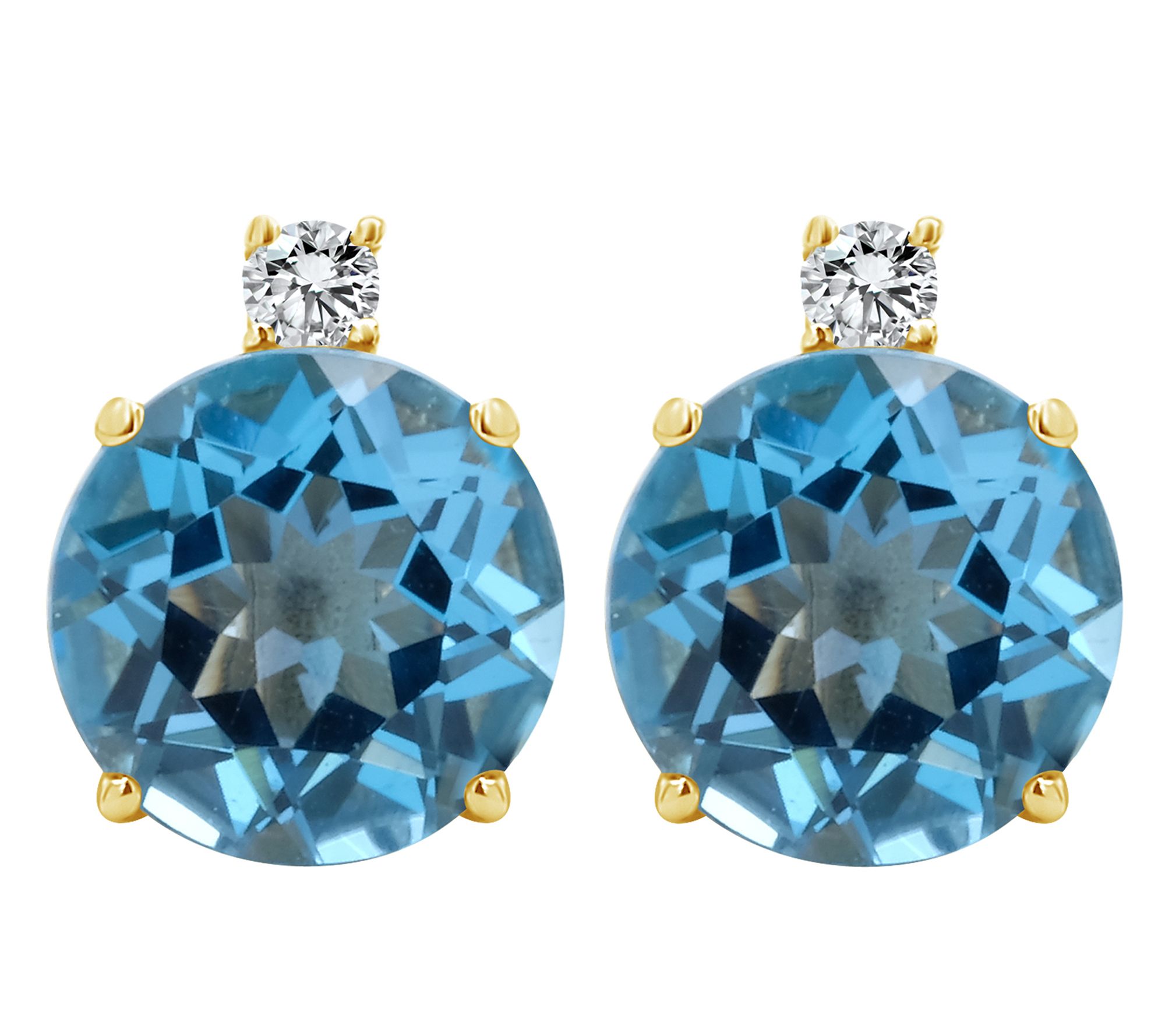 14K 8mm Round Gemstone & Diamond Accent Stud Earrings