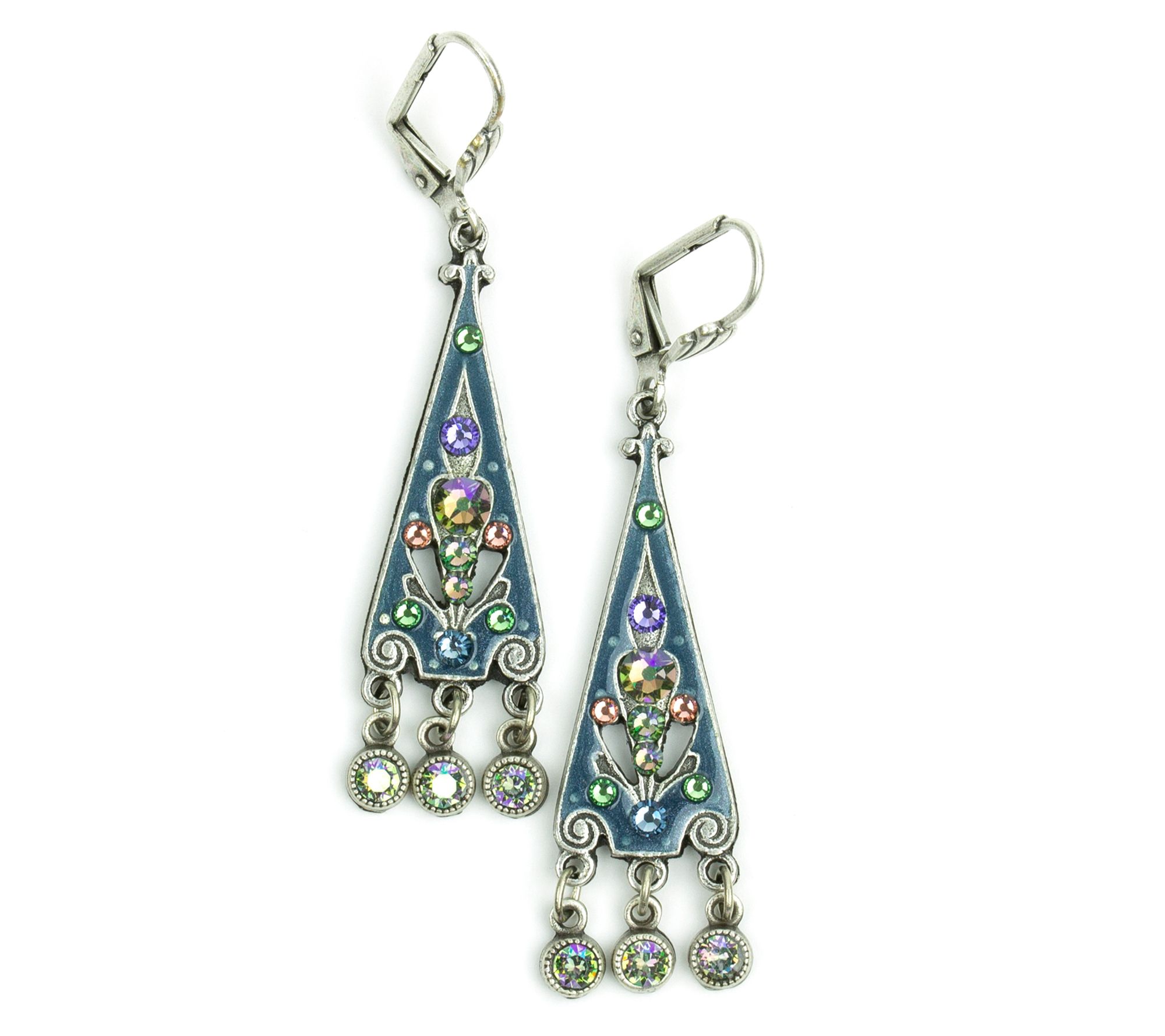 Anne Koplik Art Deco Crystal Enamel E arrings