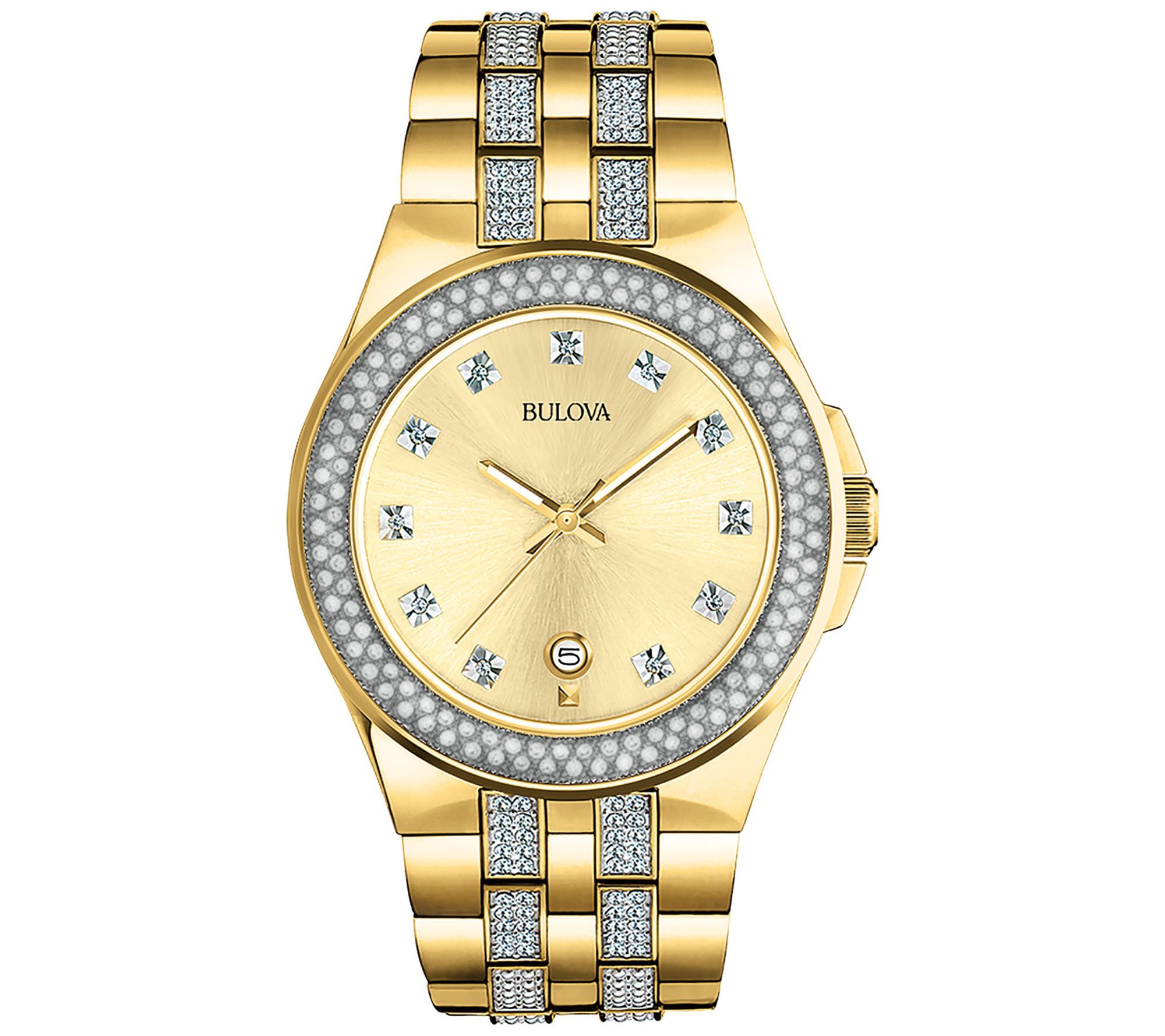 Bulova Men's Crystal Goldtone Stainless Steel Watch