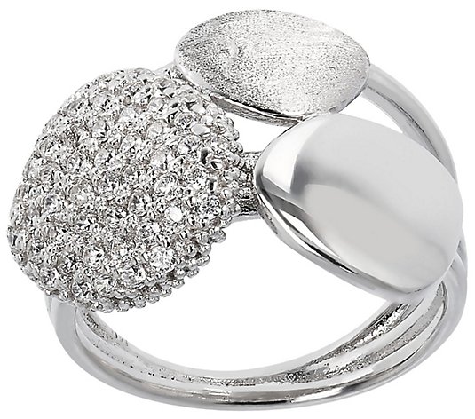 Diamonique 0.60 cttw Polished & Satin Ring, Sterling Silver