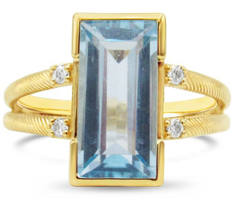 Judith Classic  14K Gold Blue Topaz & DiamondRing