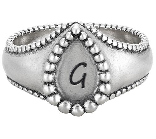 Or Paz Sterling Silver Personalized Initial Teardrop Ring