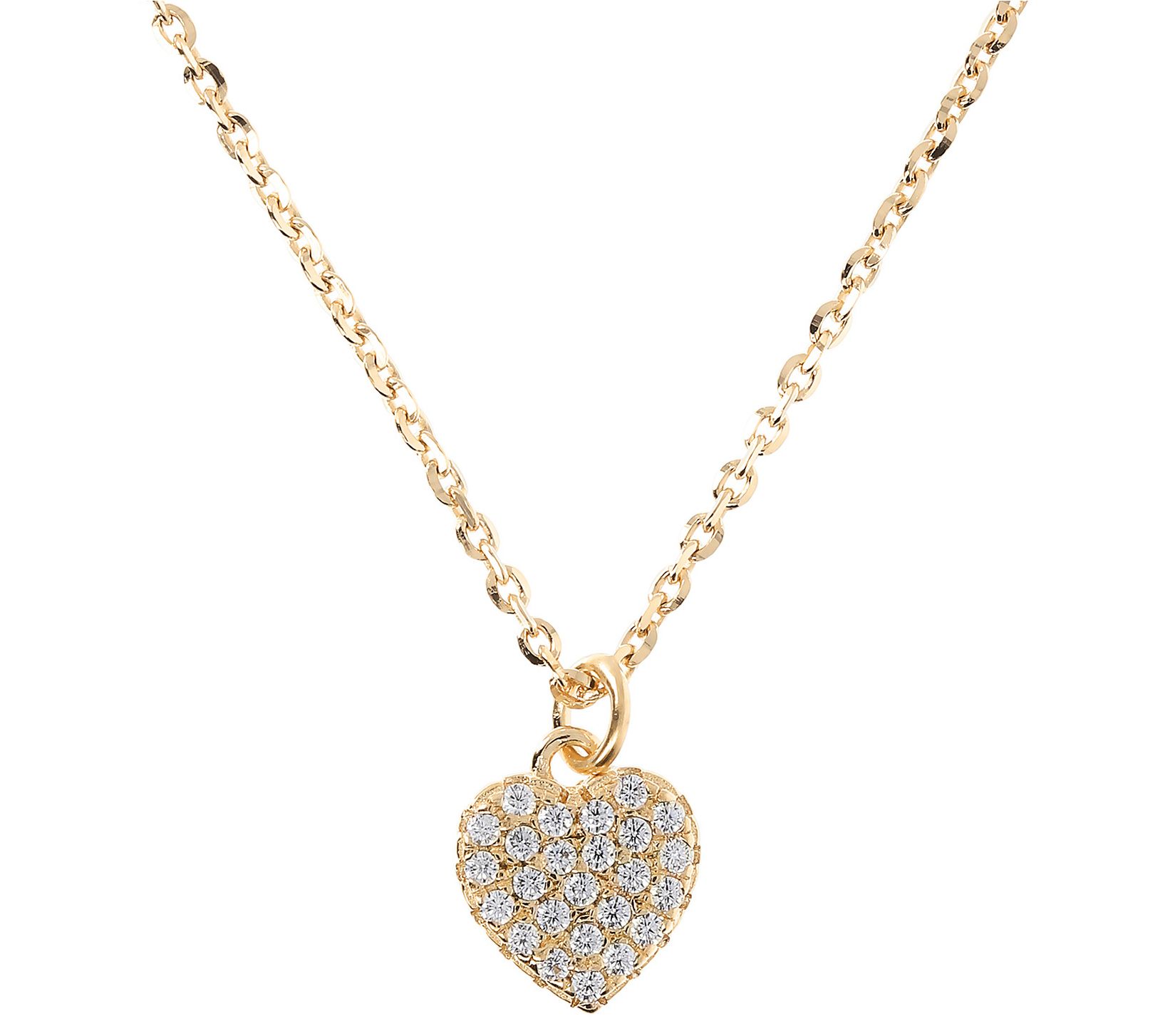 Diamonique Petite Heart Pendant w/ Chain,Sterling Silver