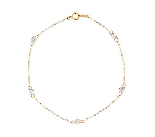 Diamonique CZ by the Yard Anklet Ankle Bracelet Real Solid 14K Yellow Gold 