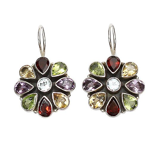 Novica Artisan Crafted Sterling "India Blossoms" Gem Earrings