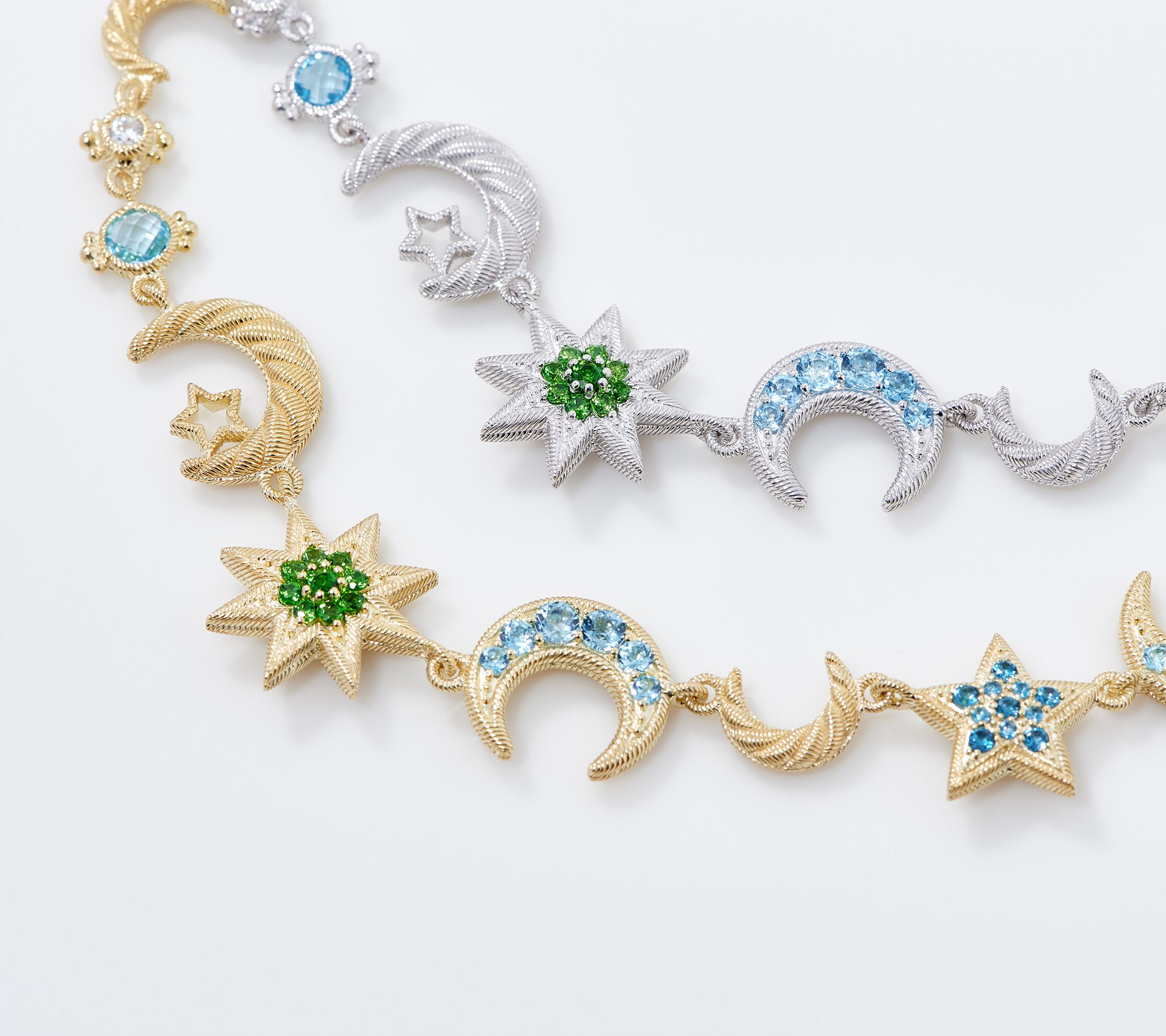 Judith Ripka Sterling or 14K Clad Gemstone Celestial Necklace - QVC.com