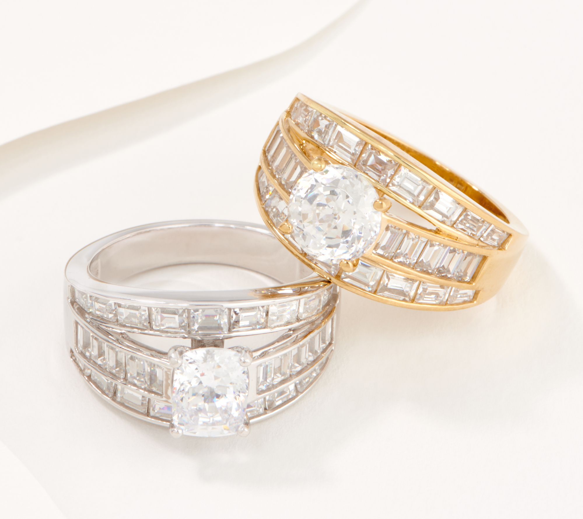 Diamonique 100 Facet Anniversary Bridal Ring, Sterling Silver