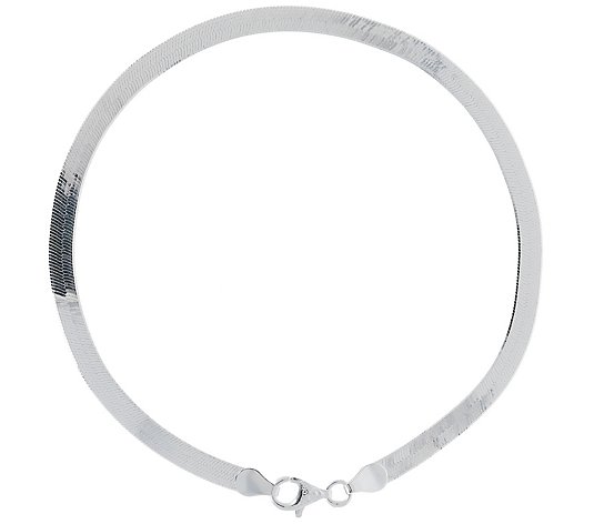 UltraFine Silver Polished Herringbone Ankle Bracelet