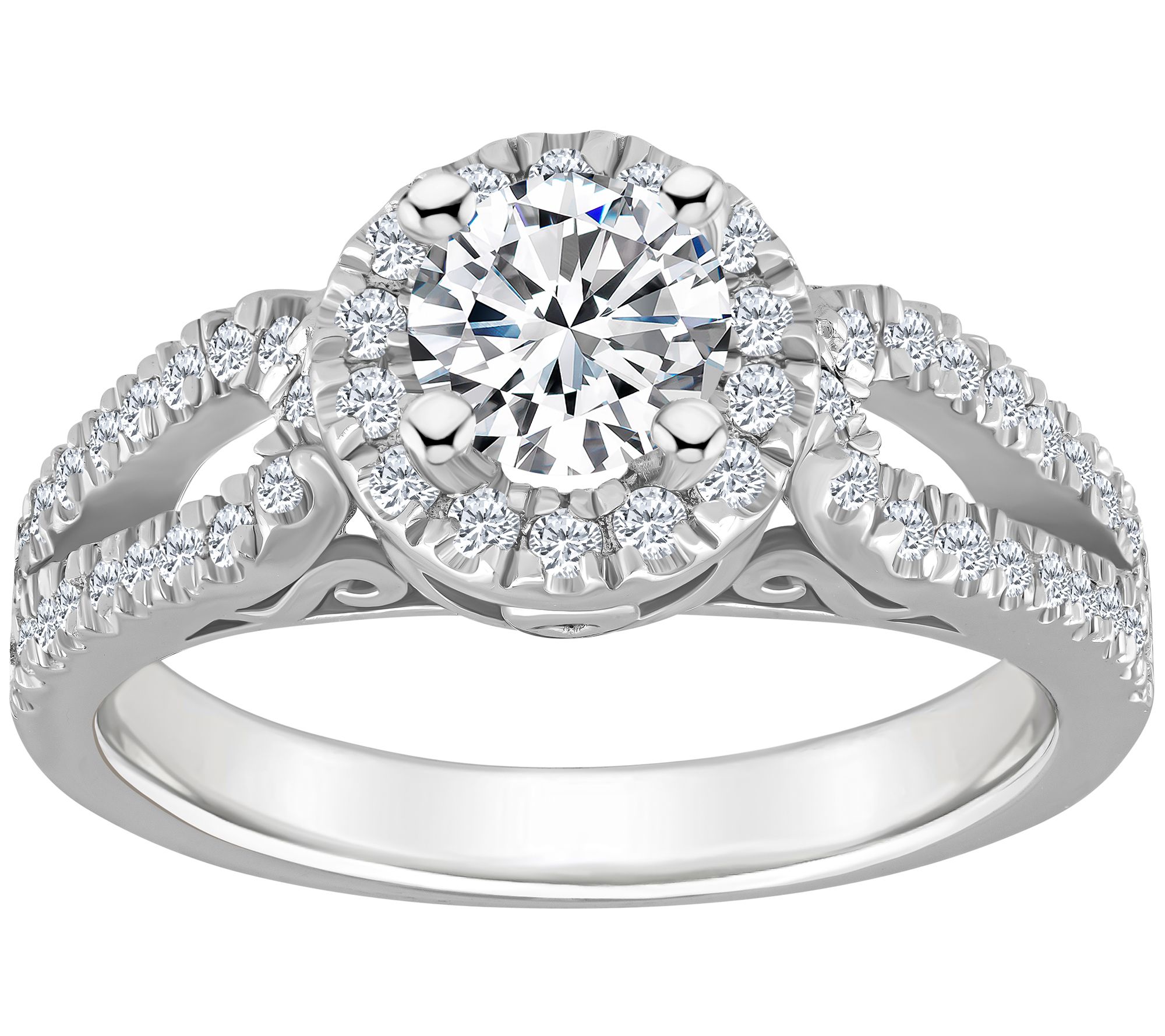 Affinity 1.15 cttw Diamond Halo Engagement Ring, 14K Gold