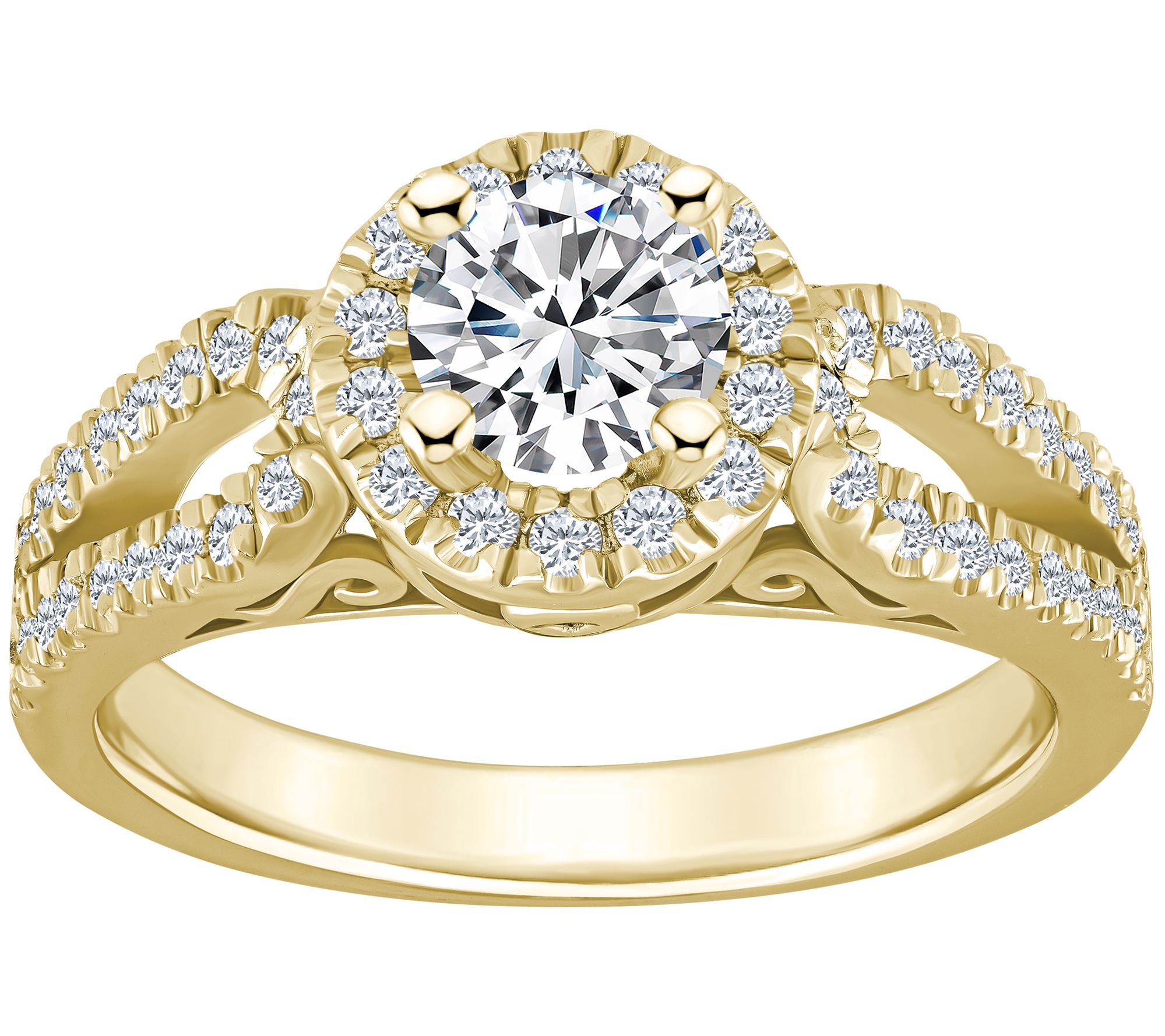 Affinity 1.15 cttw Diamond Halo Engagement Ring, 14K Gold