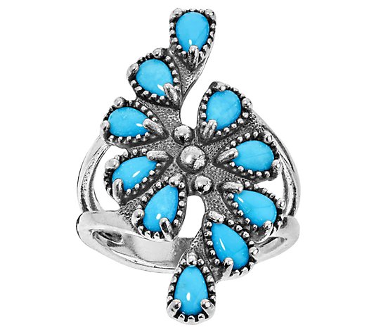 American West Sterling Sleeping Beauty Turquoise Cluster Ring