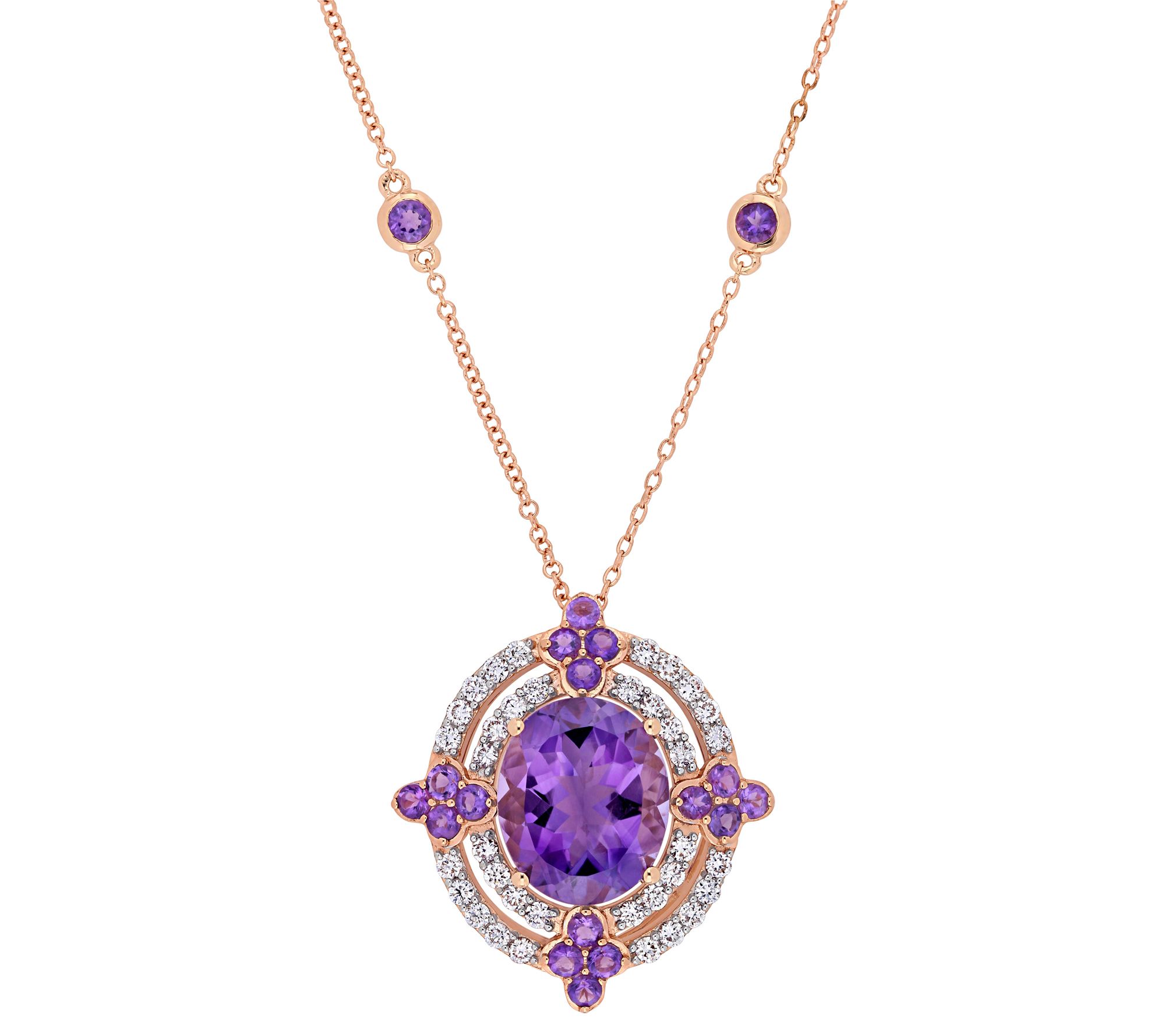 Bellini 5.00 cttw Amethyst & 1/2 cttw Diamond Halo Necklace