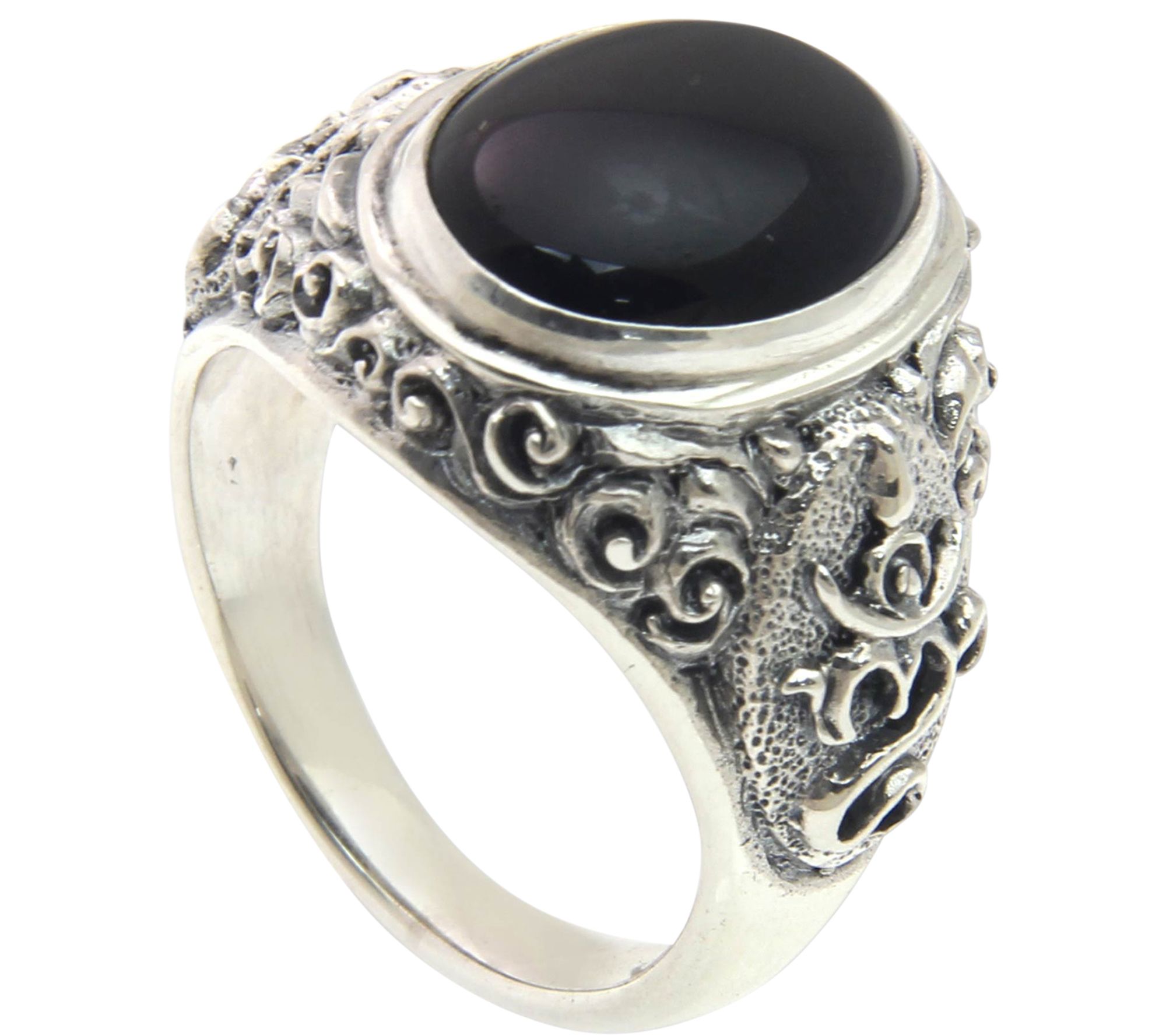Novica Artisan Crafted Sterling Onyx Ring - QVC.com