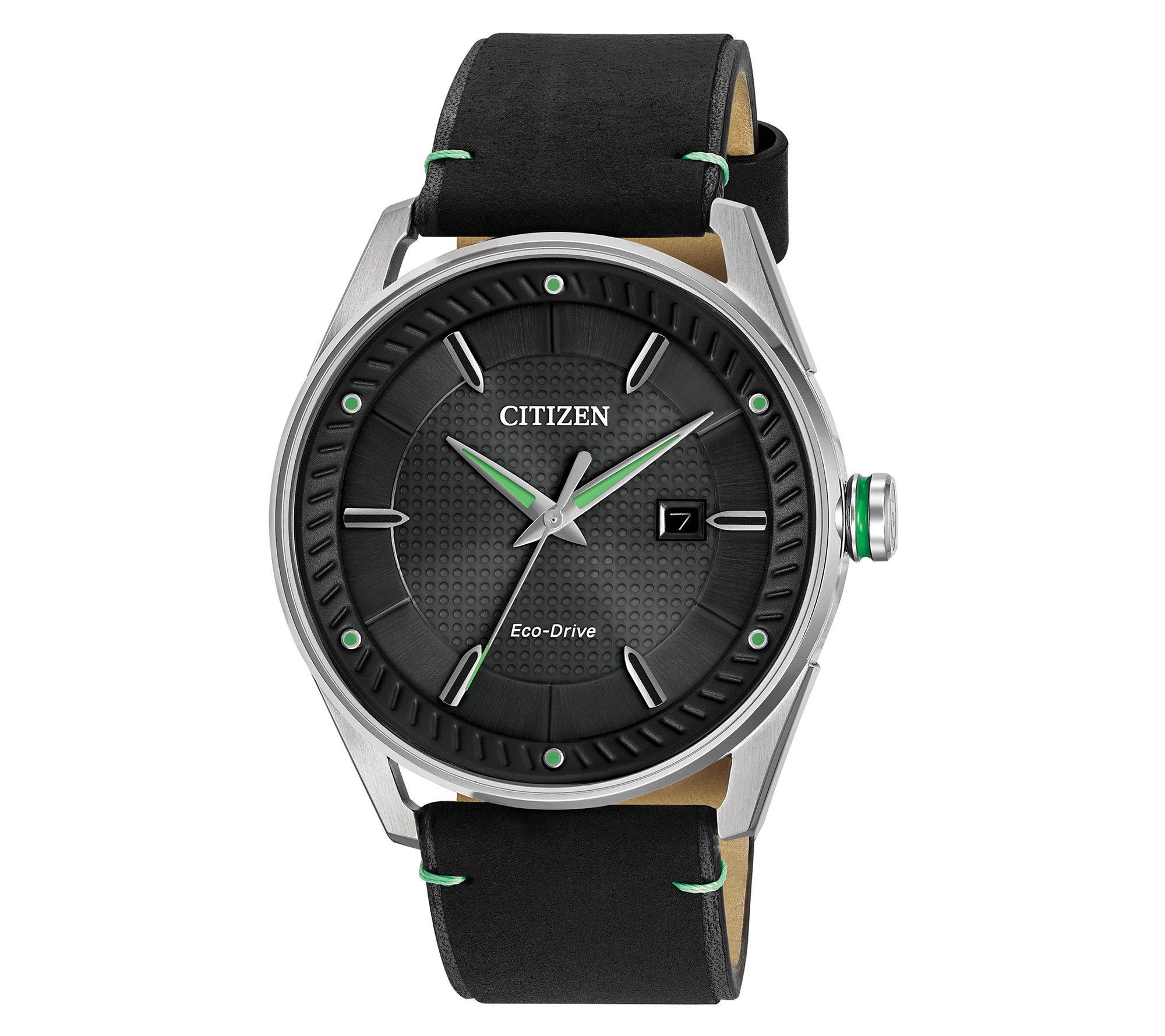 citizen eco drive black and green watch