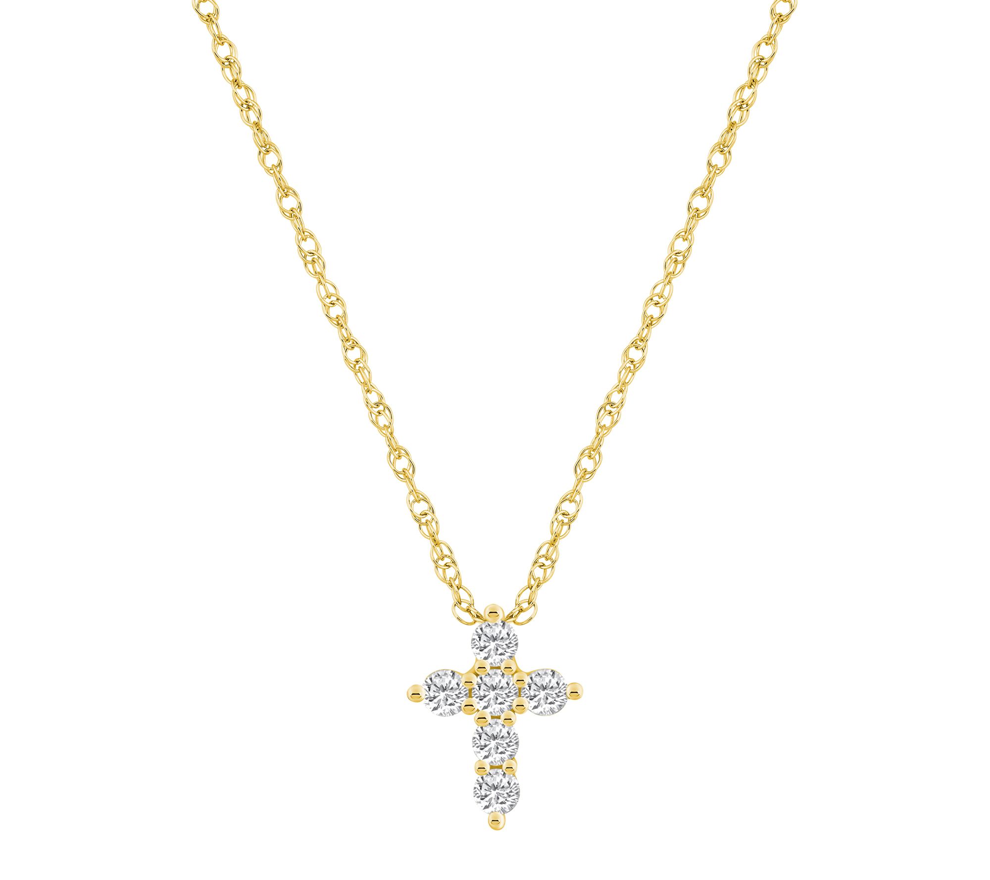 Affinity 0.25 cttw Diamond Cross Pendant w/ Cha in , 14K Gold