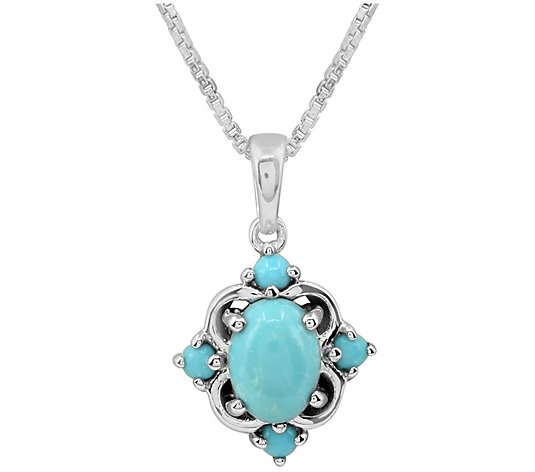 Sterling Silver Turquoise Pendant with Chain