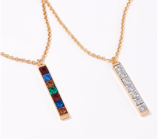 Joan Rivers Set of 2 Nesting Crystal Bar Necklaces