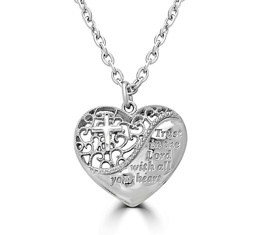 Steel by Design Inspirational Heart Pendant with Rolo Chain
