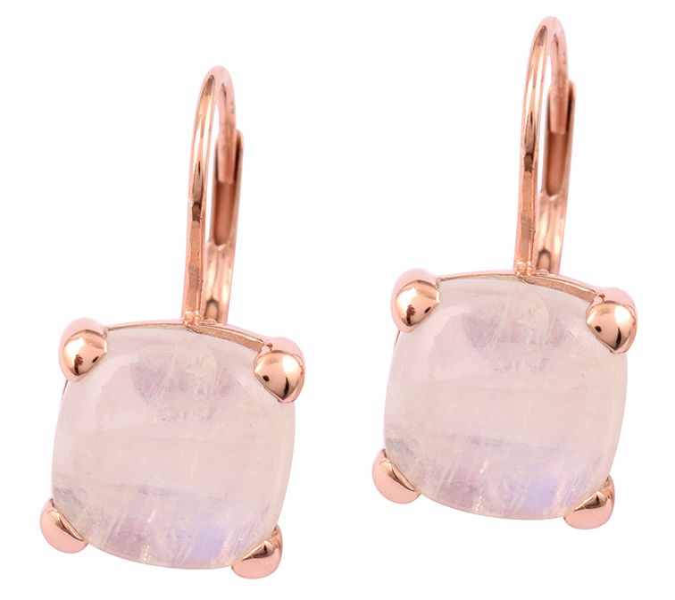 Affinity Gems 14K Rose Gold Sterling Silver Moonstone Earrings