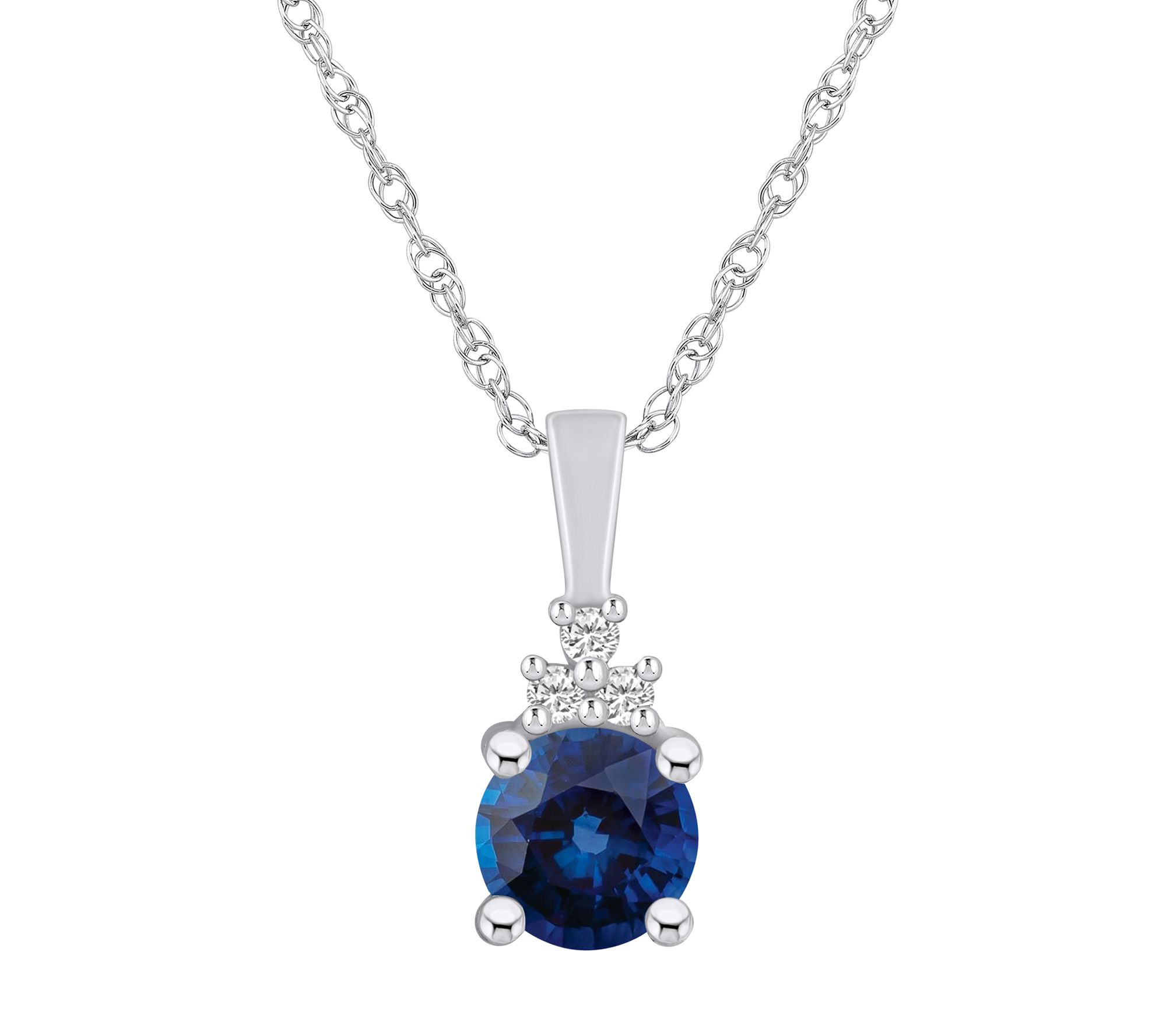 Affinity Gems Sapphire & Diamond Pendant w/ Cha in, 14K Gold