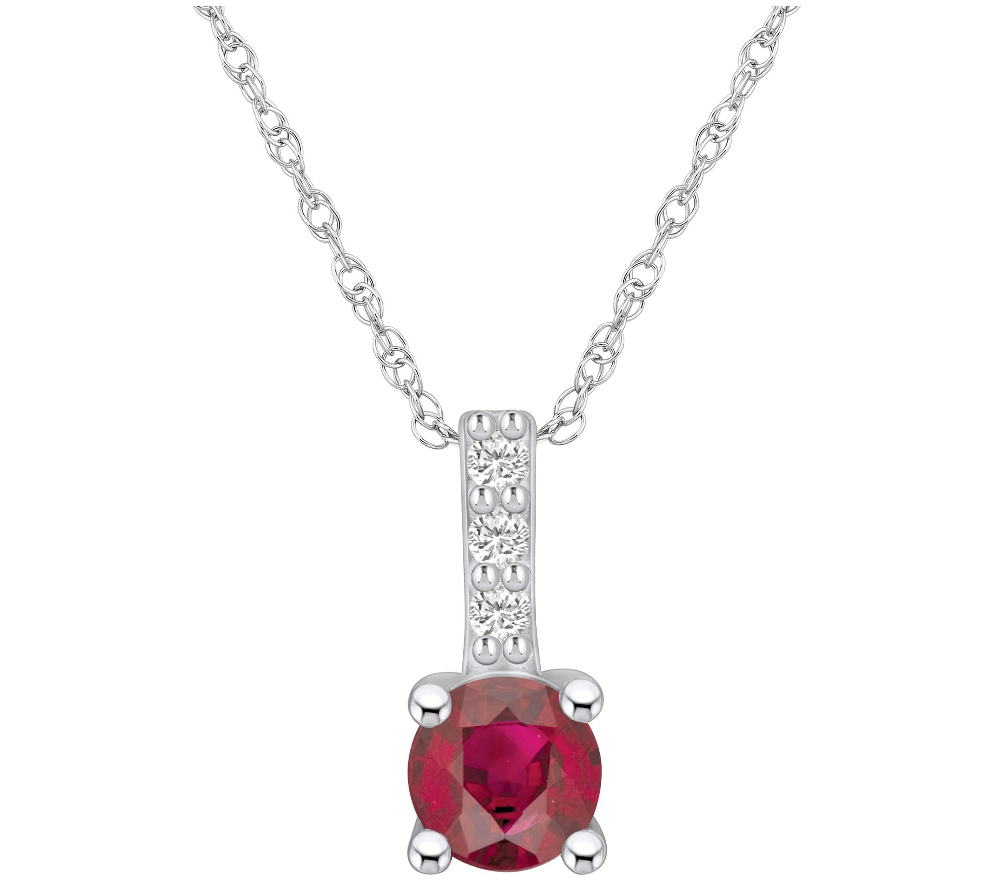 Affinity Gems Round 14K White Gold Gemstone & D iamond Pendant
