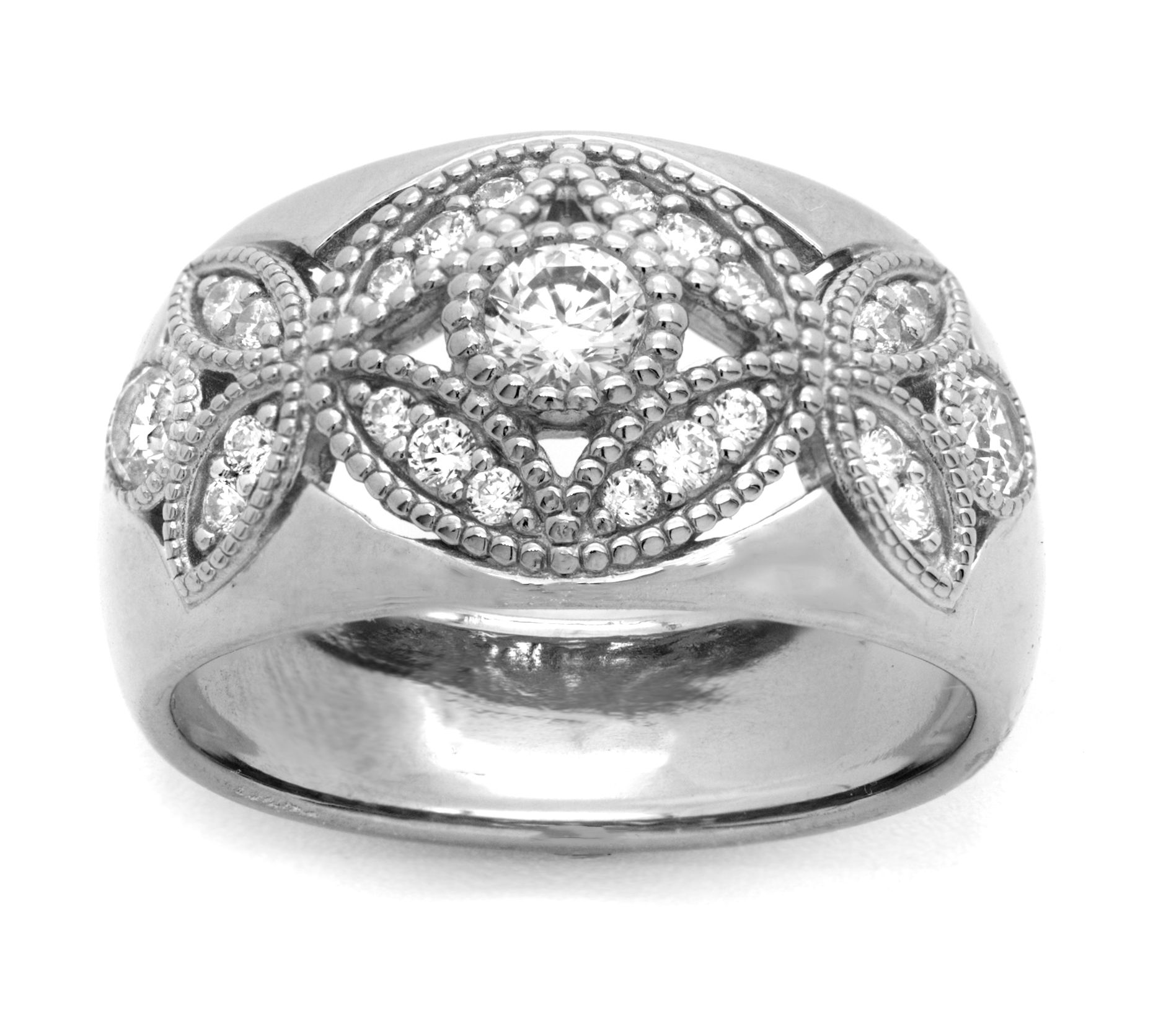 Diamonique 1.25 cttw Pave Cocktail Ring, Sterling Silver