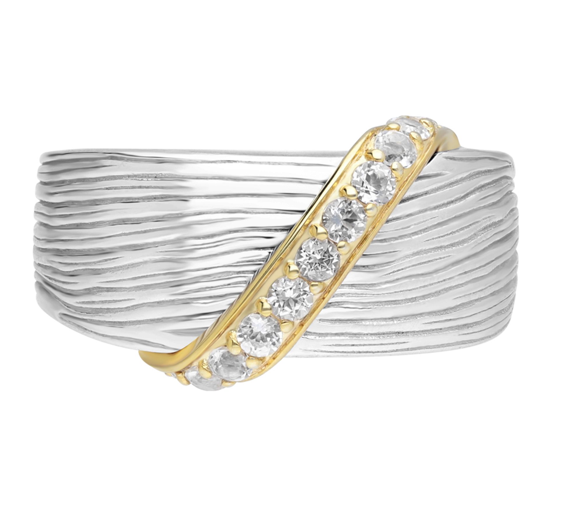 Ariva Sterling Silver & 18K Clad White Topaz Silk Band Ring