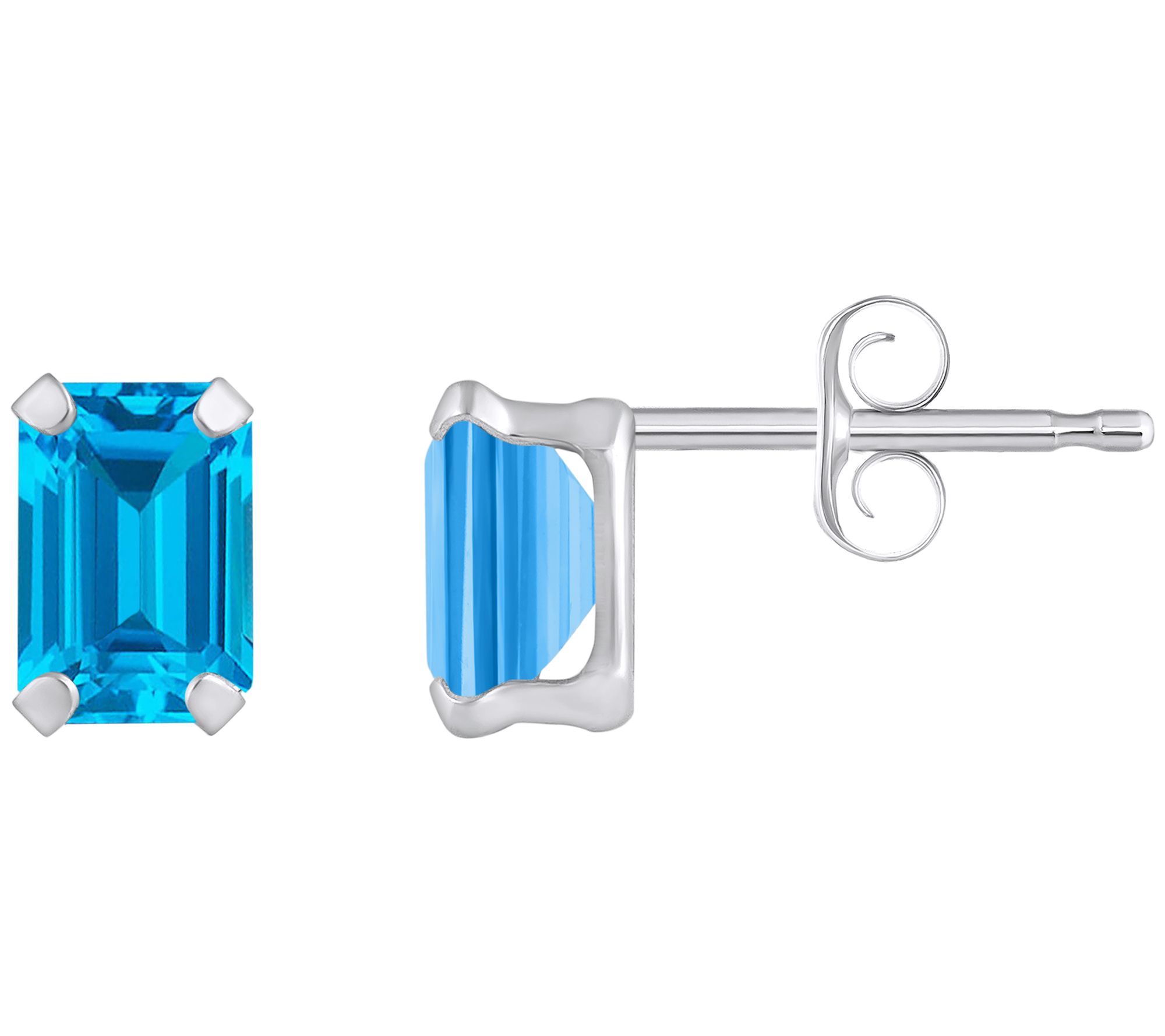 Affinity Gems Emerald Cut Gemstone Earrings, 10K White Gold