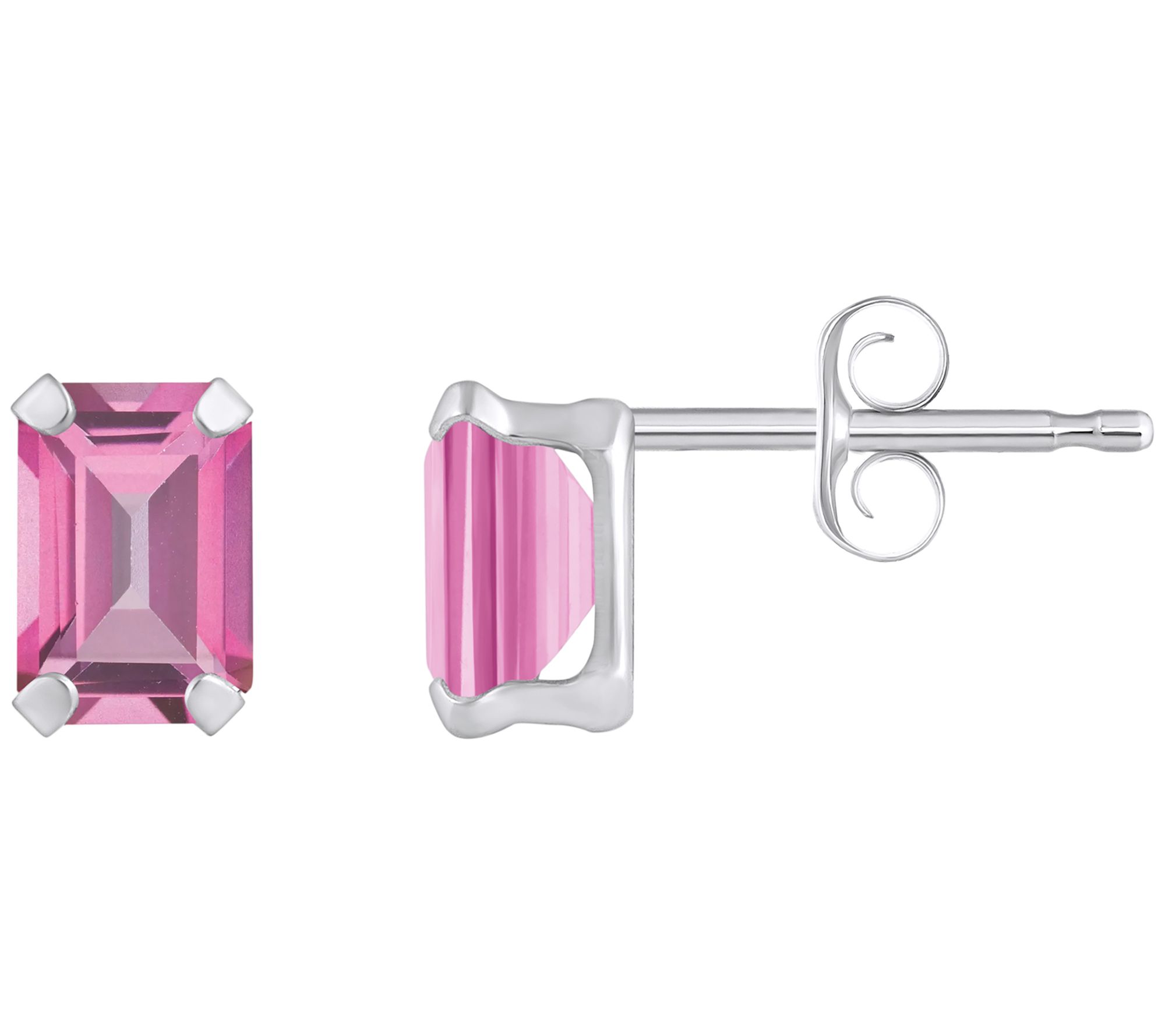 Affinity Gems Emerald Cut Gemstone Earrings, 10K White Gold