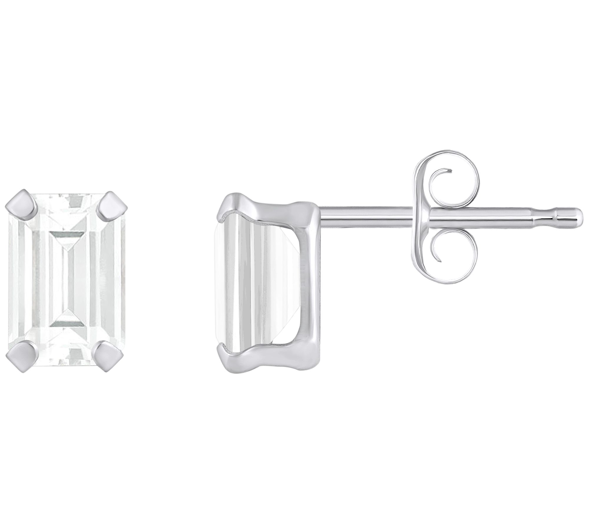 Affinity Gems Emerald Cut Gemstone Earrings, 10K White Gold