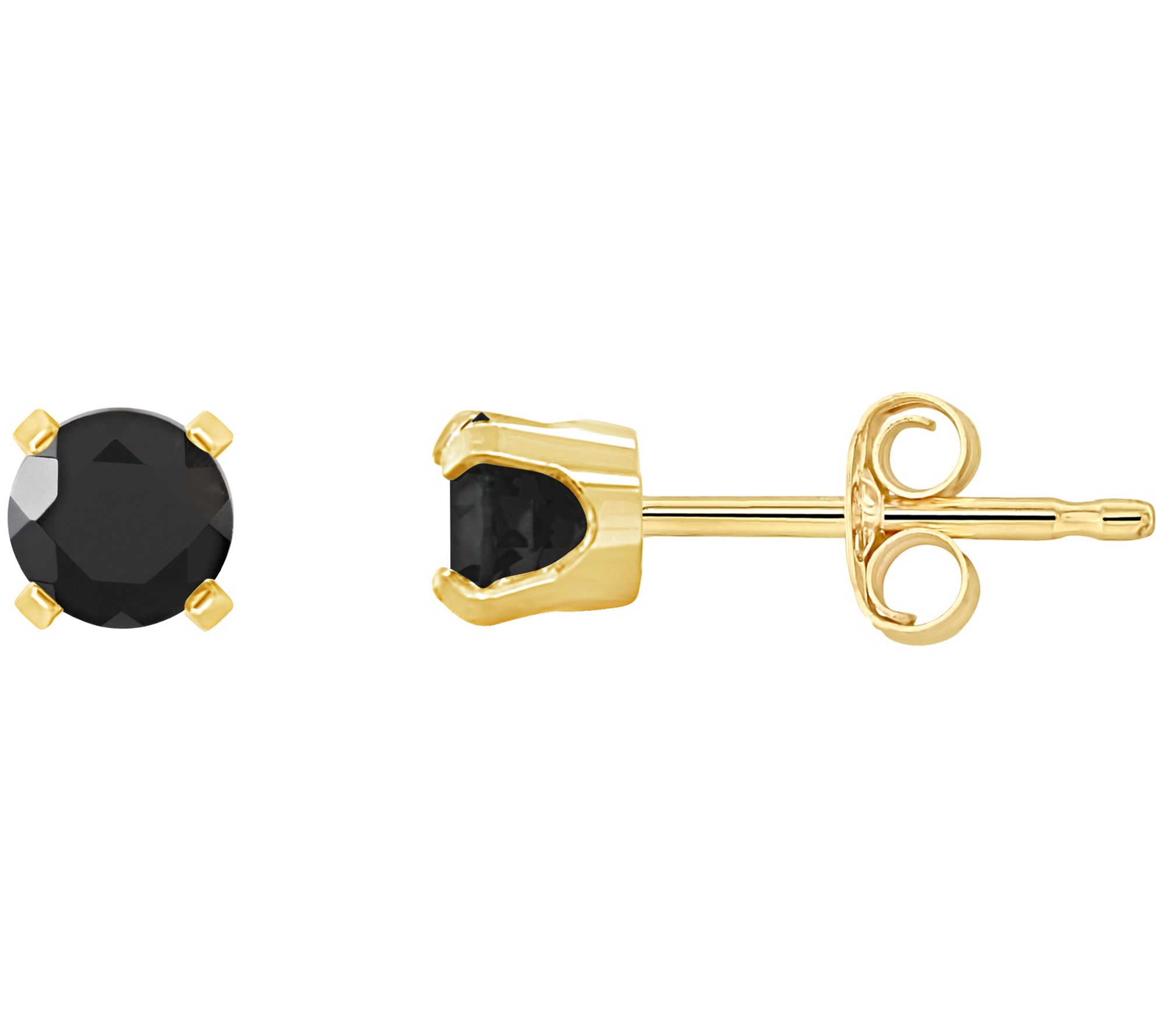Affinity Gems Round Onyx Stud Earrings, 14K Gold