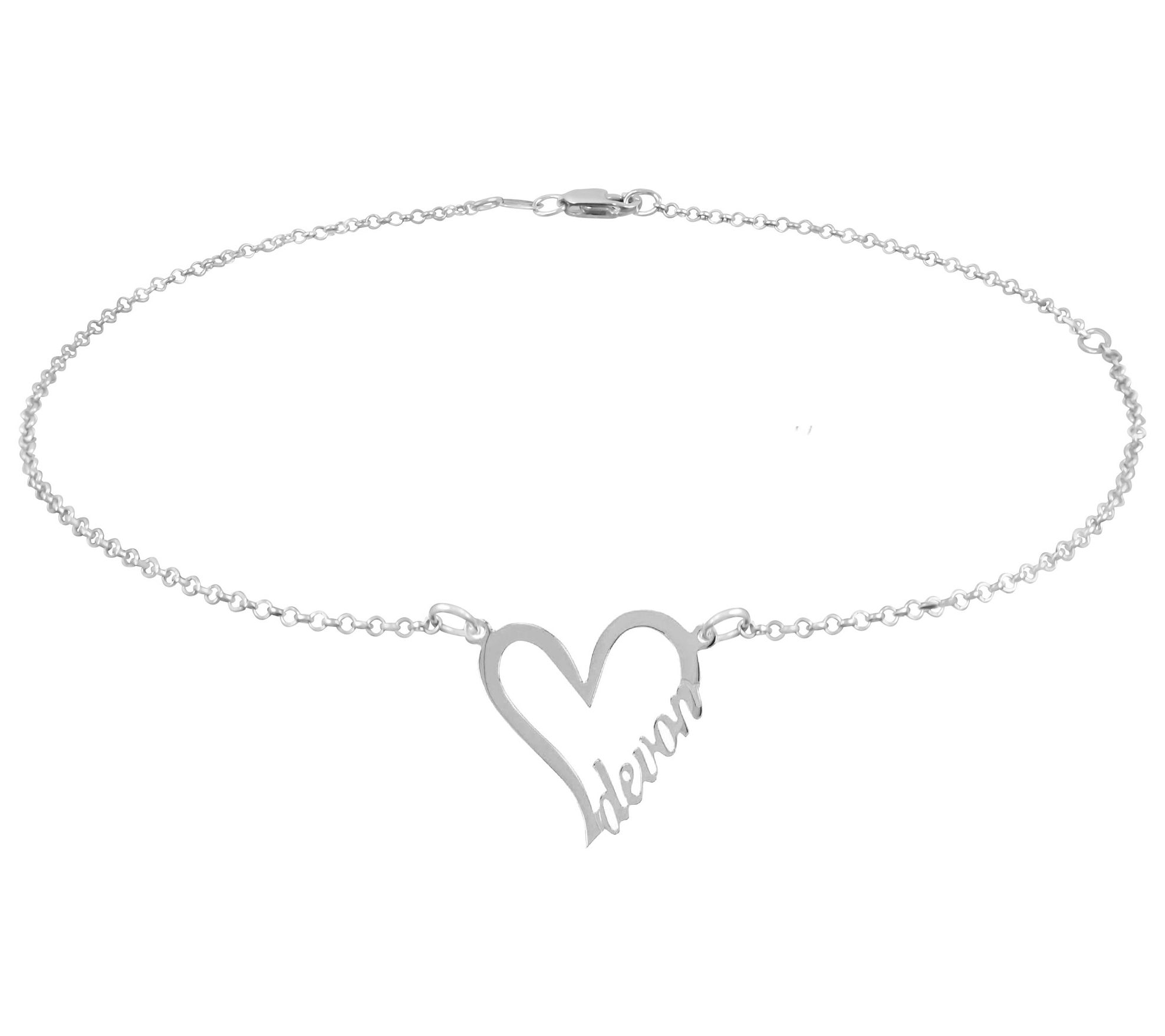 Sterling Silver Open Heart Personalised Bracelet