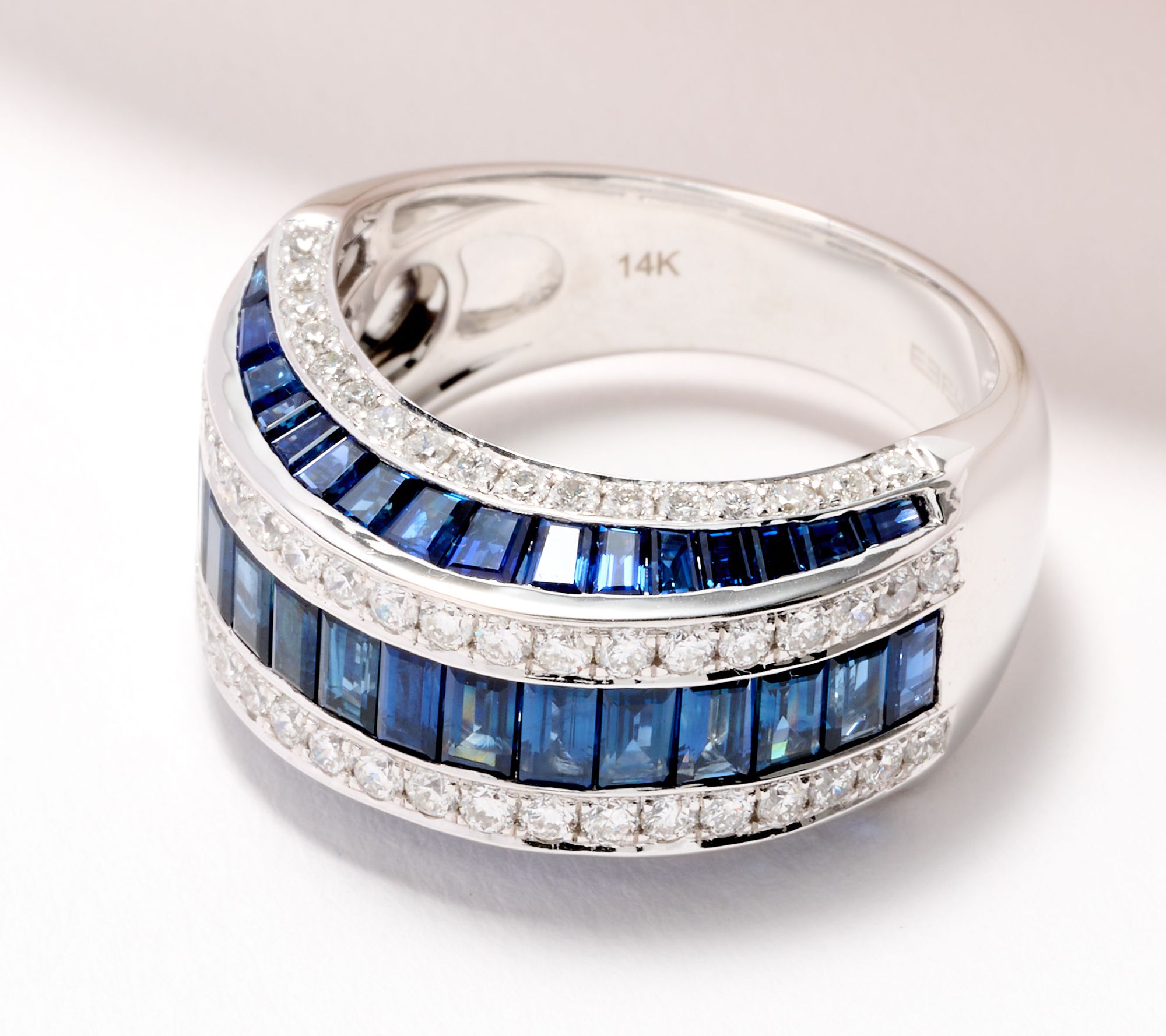 Effy Baguette Cut Sapphire & Diamond Band Ring - QVC.com