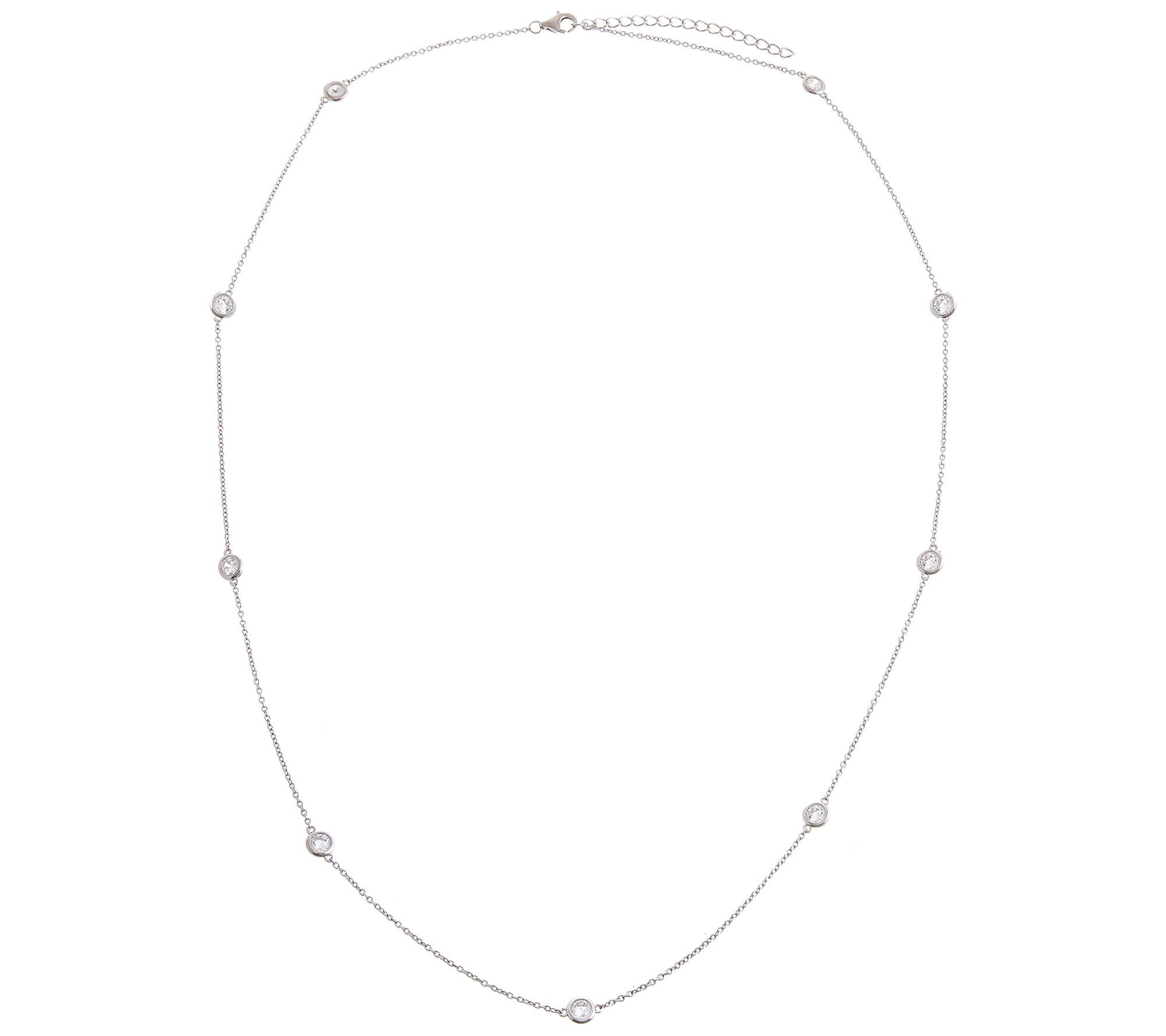Diamonique 2.45 cttw Station Necklace, SterlingSilver