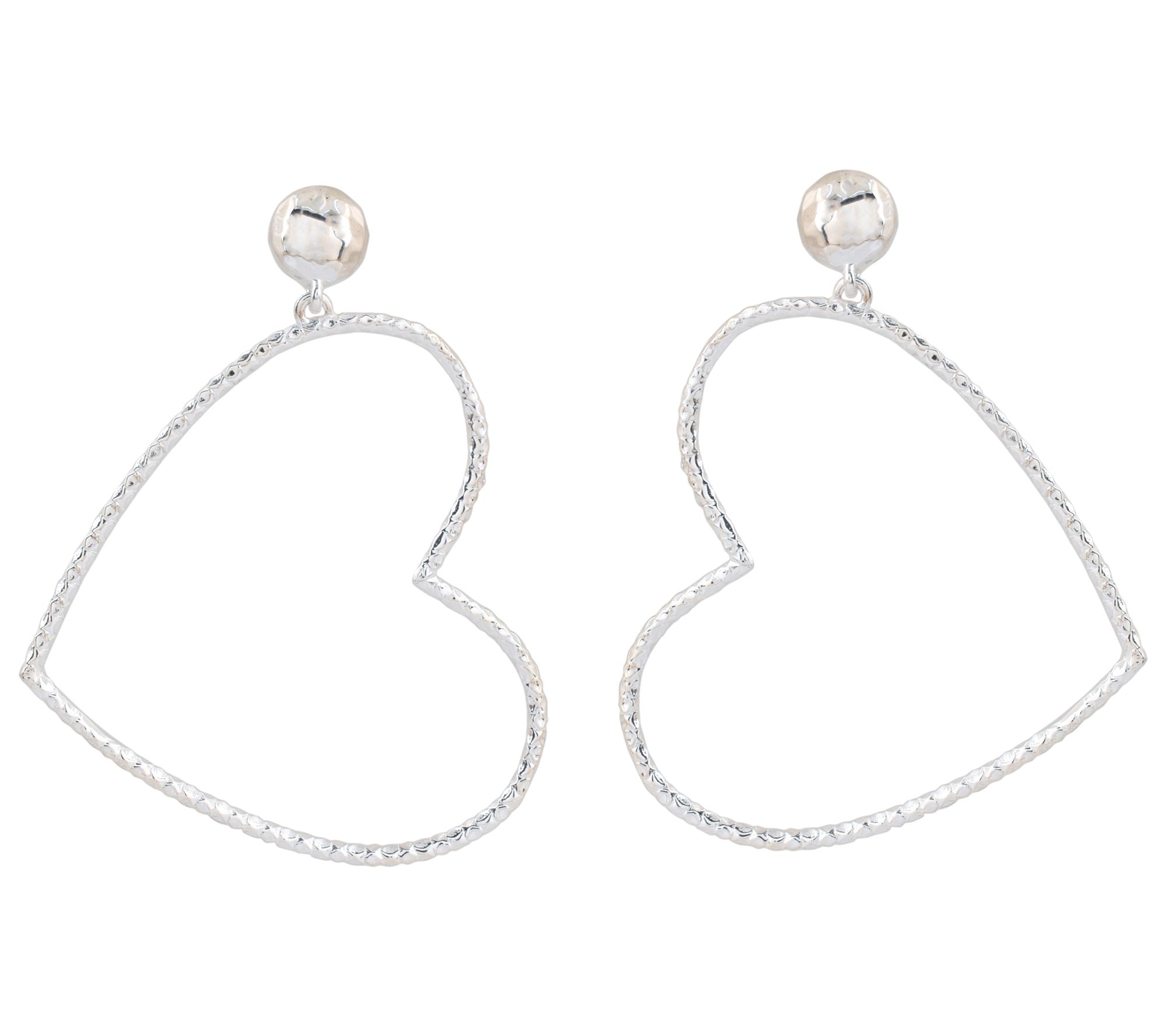 Artisan Crafted Sterling Silver Textured HeartEarrings