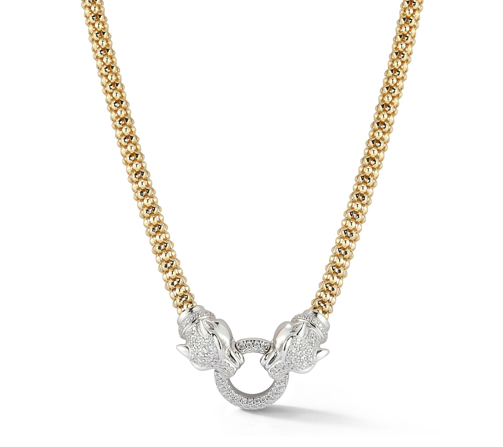 Italian Silver Double Jaguar Popcorn Necklace,Sterling - QVC.com