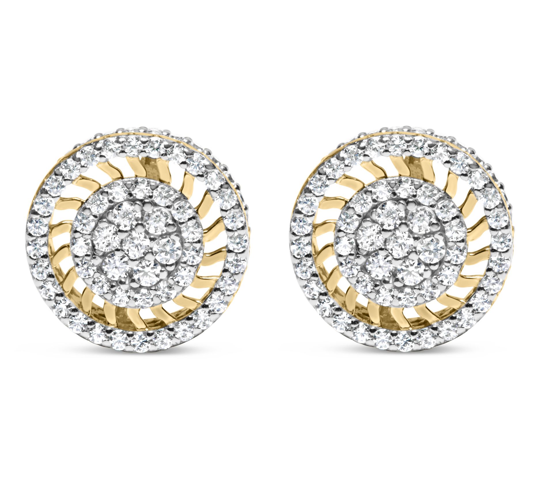Haus of Brilliance 1.00 cttw Diamond Sunburst Earrings, 14K