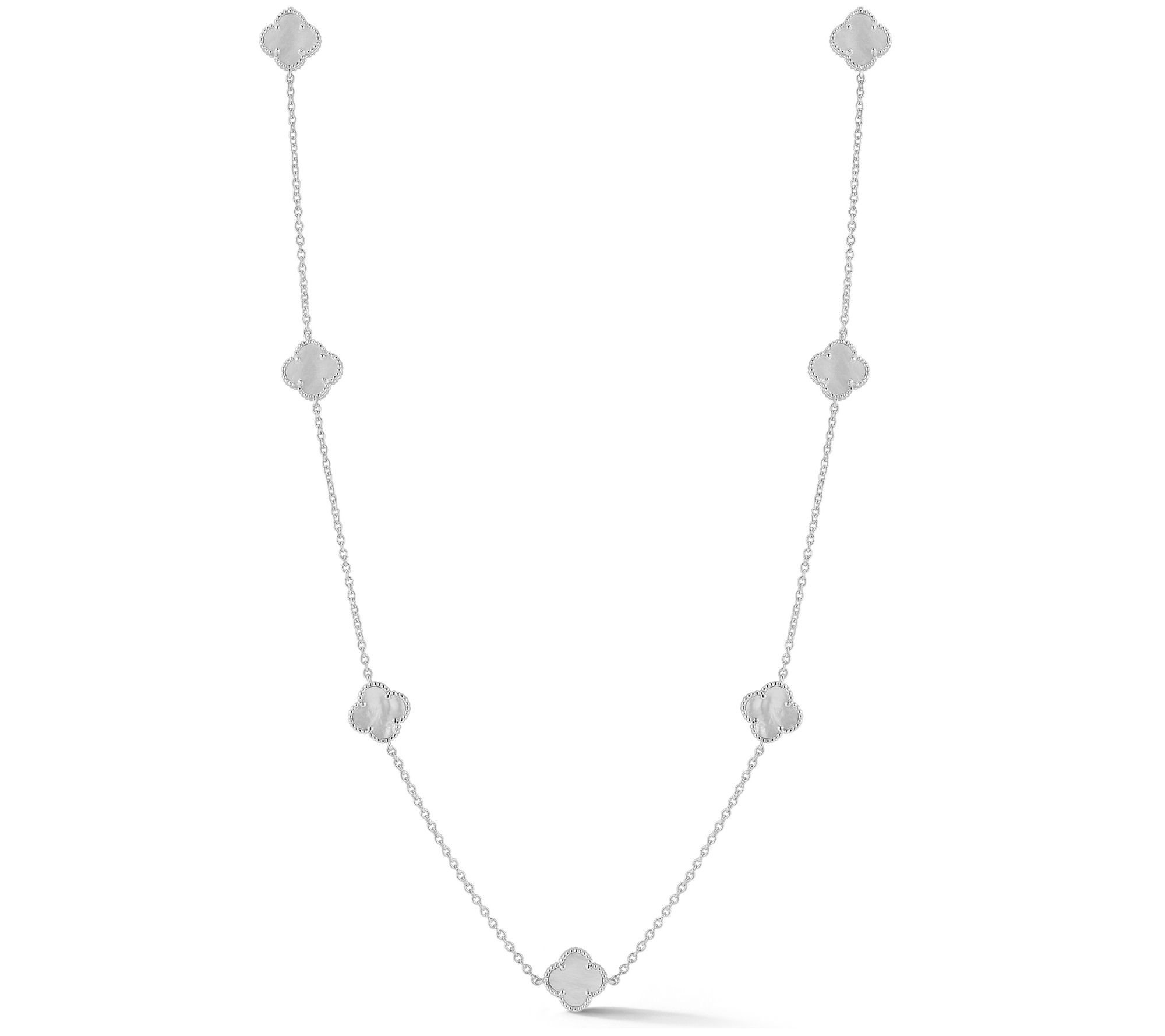 Sterlina Silver Clover Station Necklace, Sterling