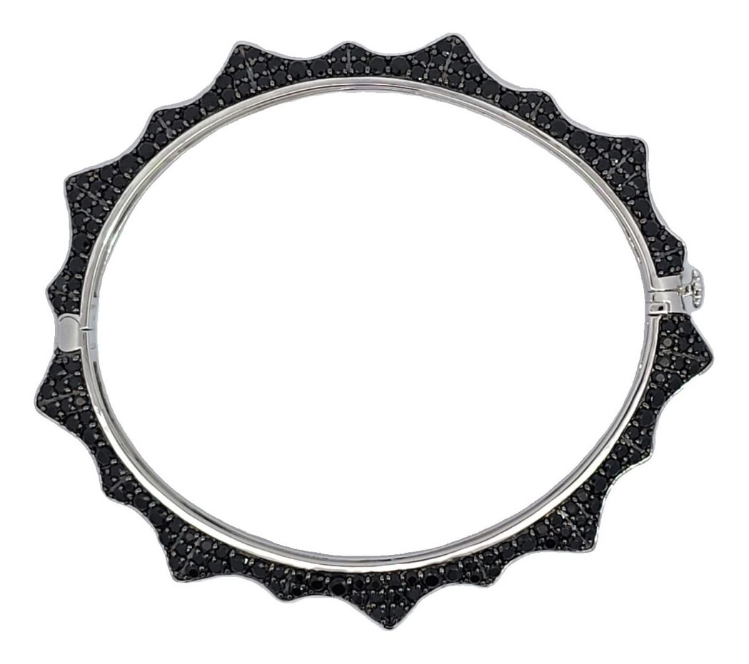 Margo Manhattan Sterling Black Spinel Crown Bangle