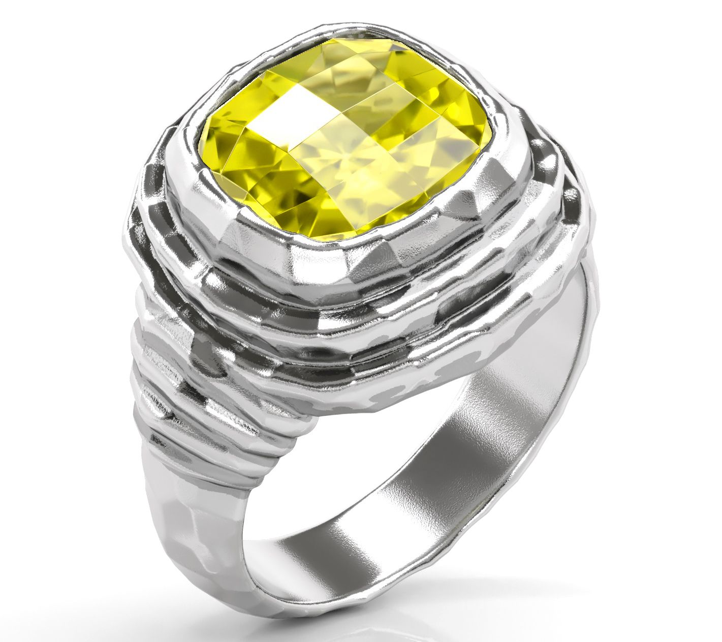 Or Paz Sterling Silver Briolette Gemstone Textured Ring